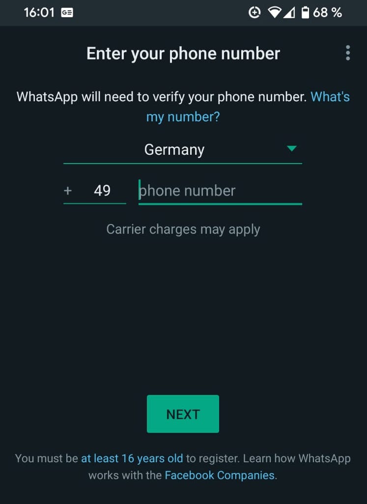 whatsapp android verificar numero de telefone