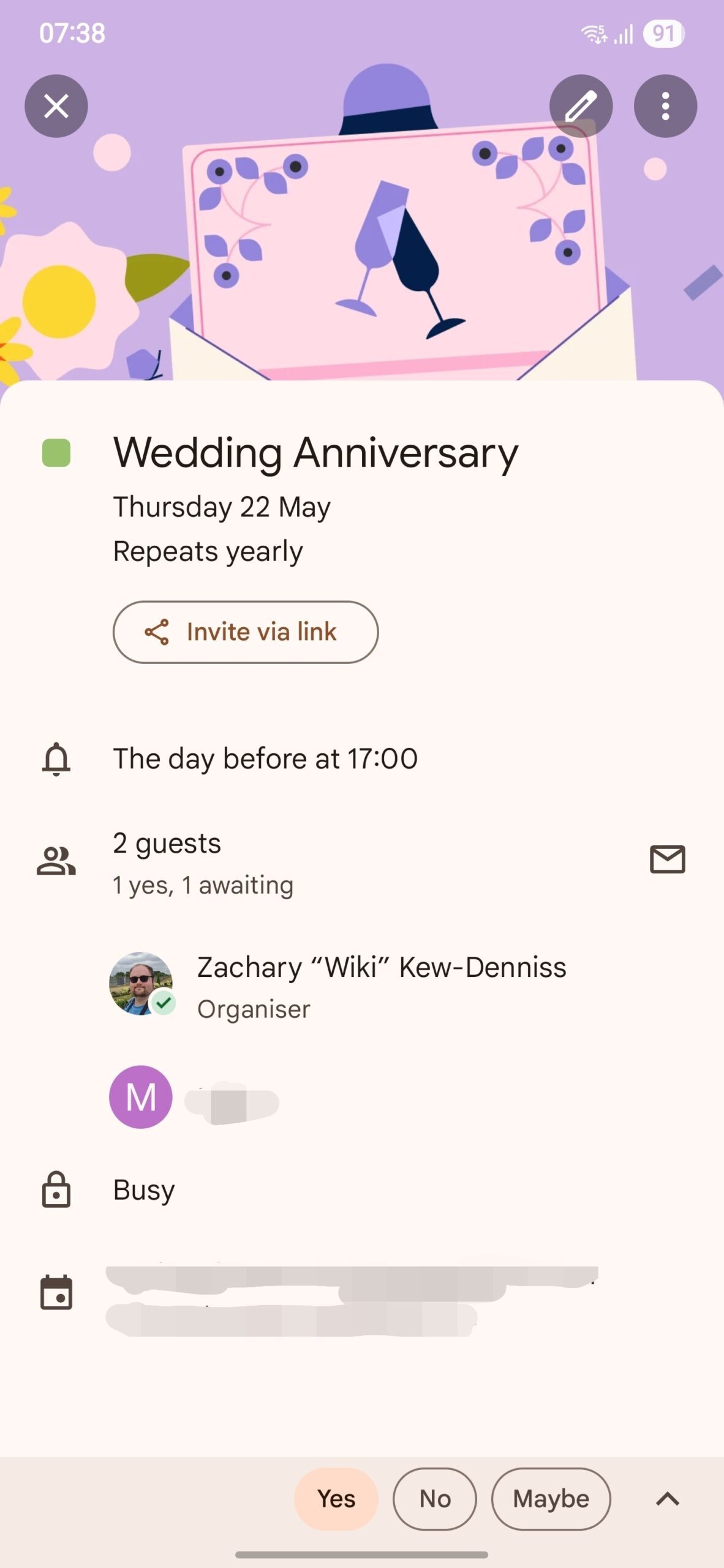 Calendário do Google em um telefone Samsung