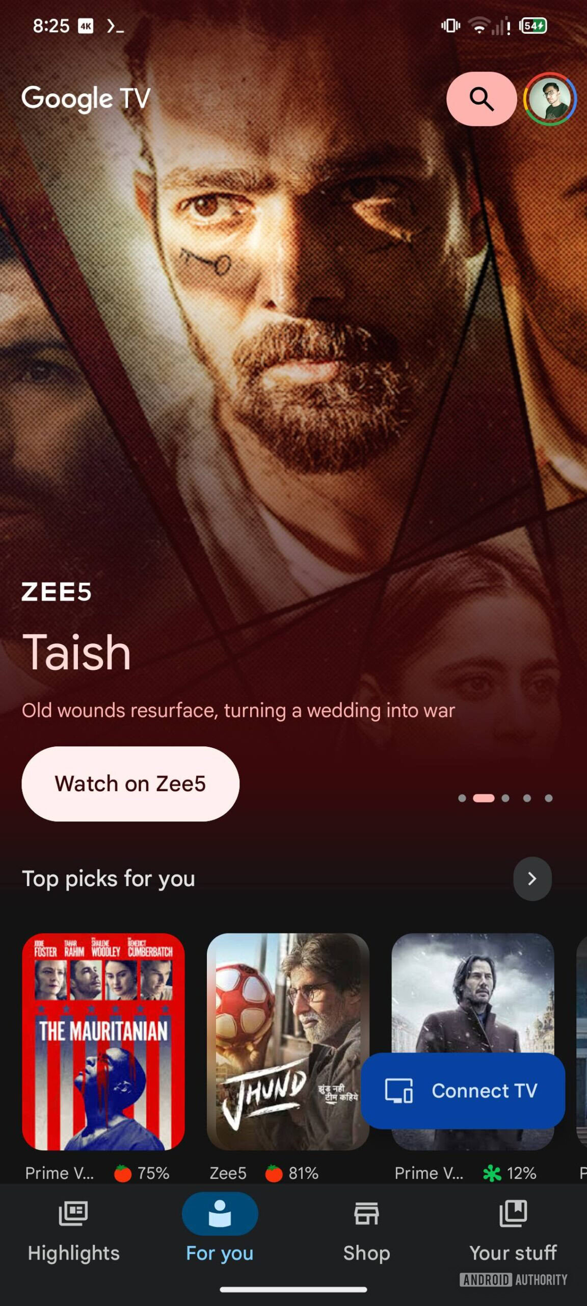 Captura de tela do Google TV UI New 4