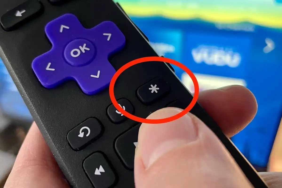botão de opções remotas Roku
