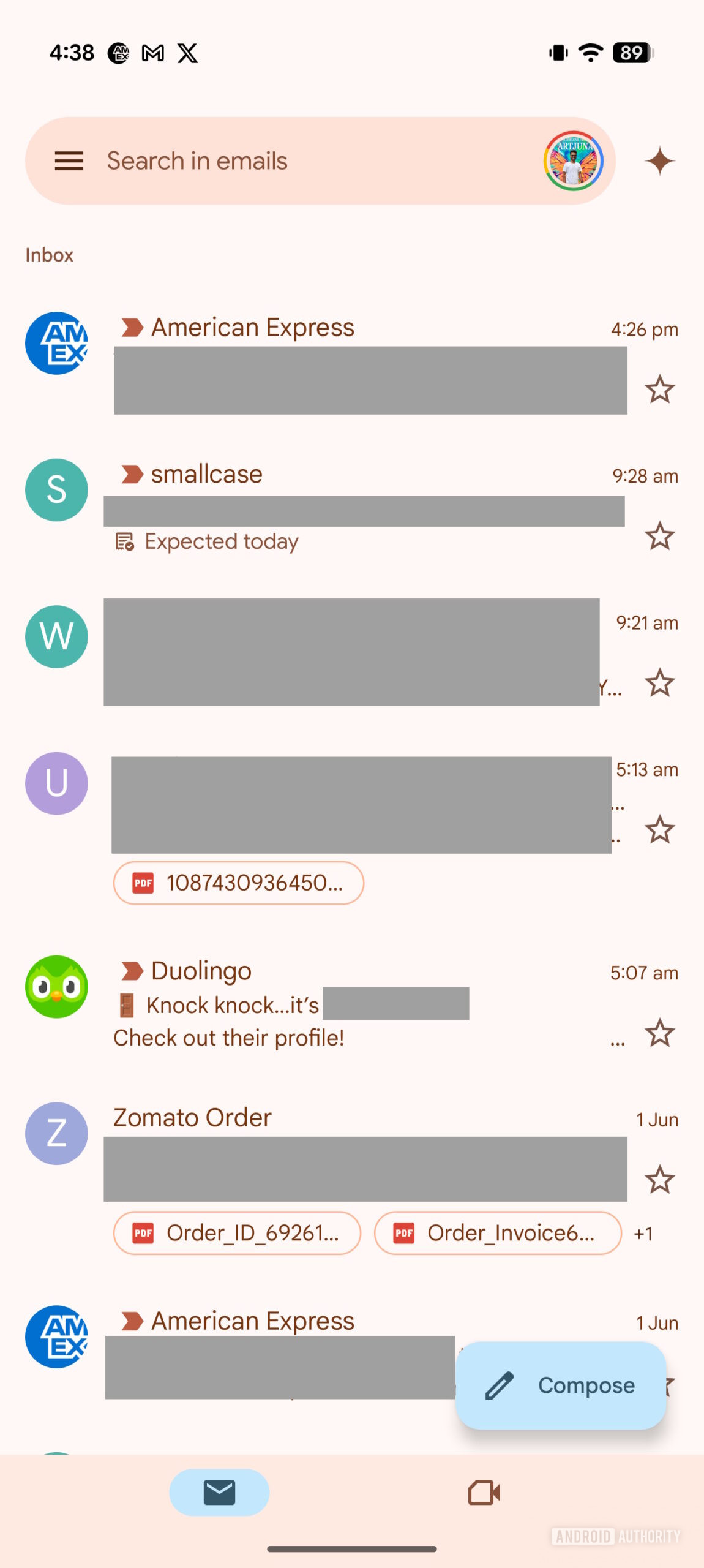 UI atual do Gmail