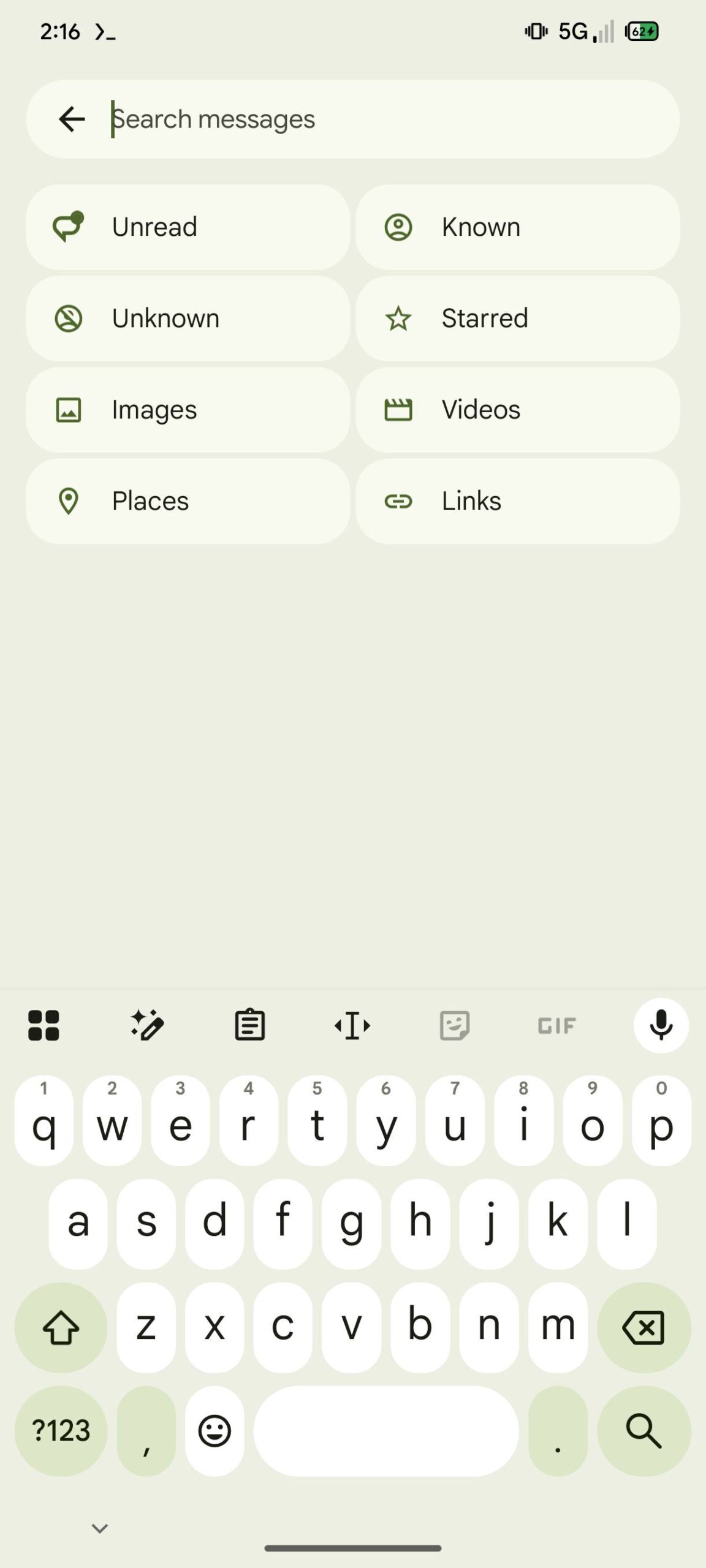 Mensagens do Google Material 3 Pesquisa expressiva