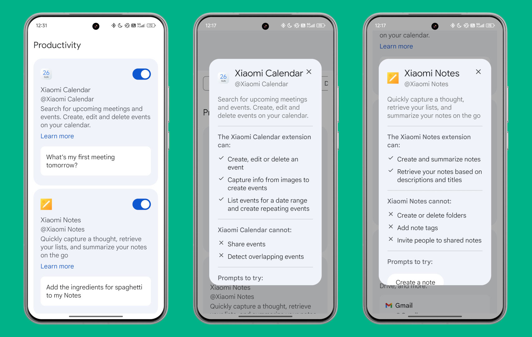 Aplicativos de Gêmeos para Calendário e Notas Xiaomi