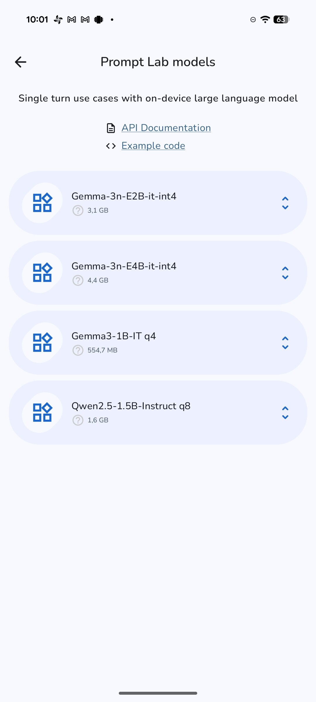 Screenshot de configuração da Galeria do Google Ai Edge 5