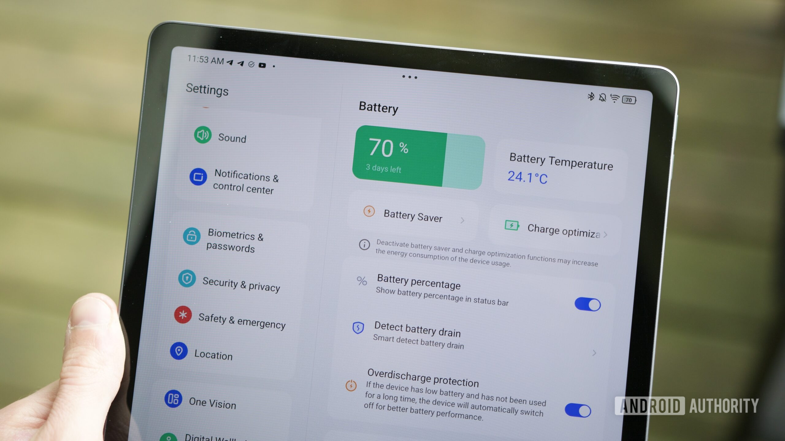 Lenovo Idea Tab Pro Review 8 Página de configurações da bateria na guia Lenovo Idea Pro.