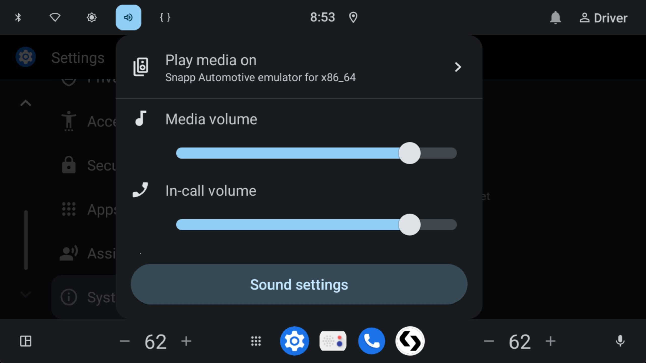 Painel de volume no Android Automotive 16