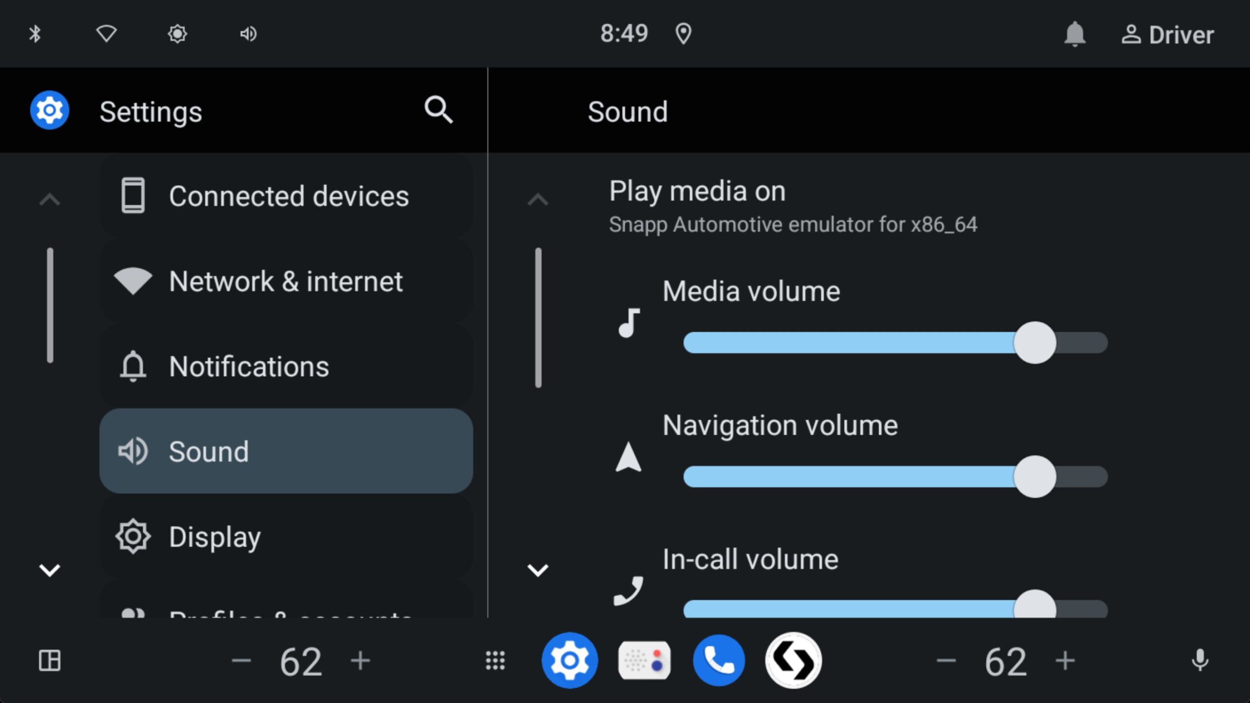 Configurações de som no Android Automotive 16