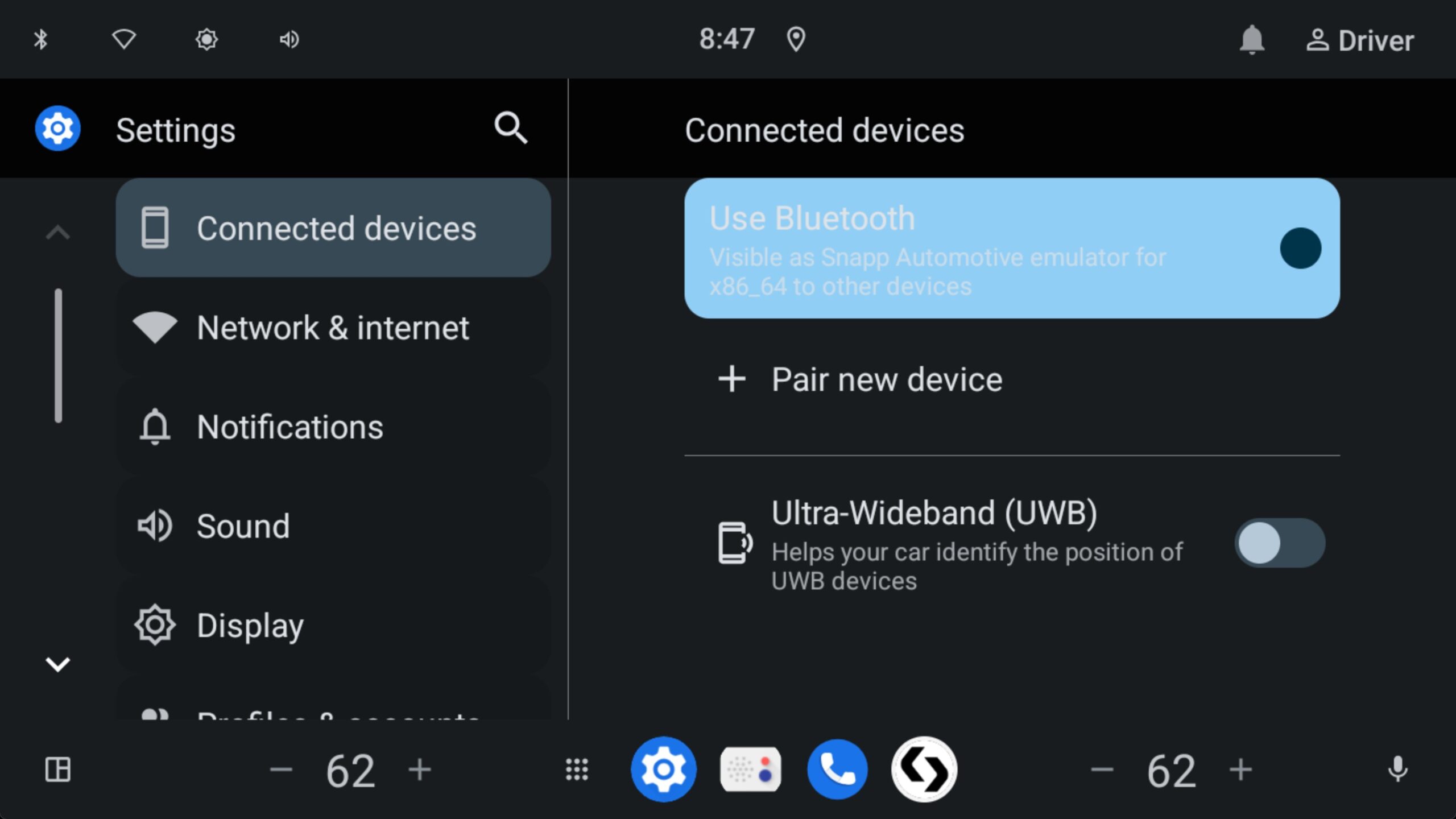 Configurações de dispositivo conectado no Android Automotive 16