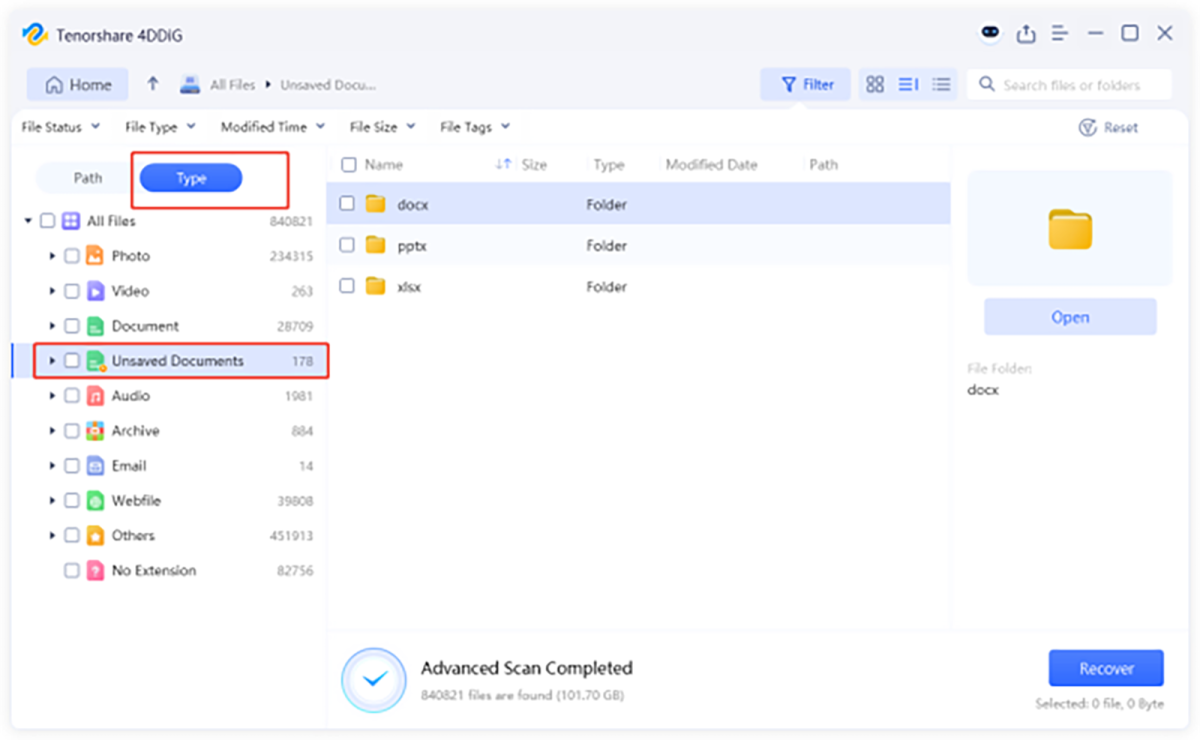 Como usar o 4ddig para recuperar o documento do Word não salvo 2