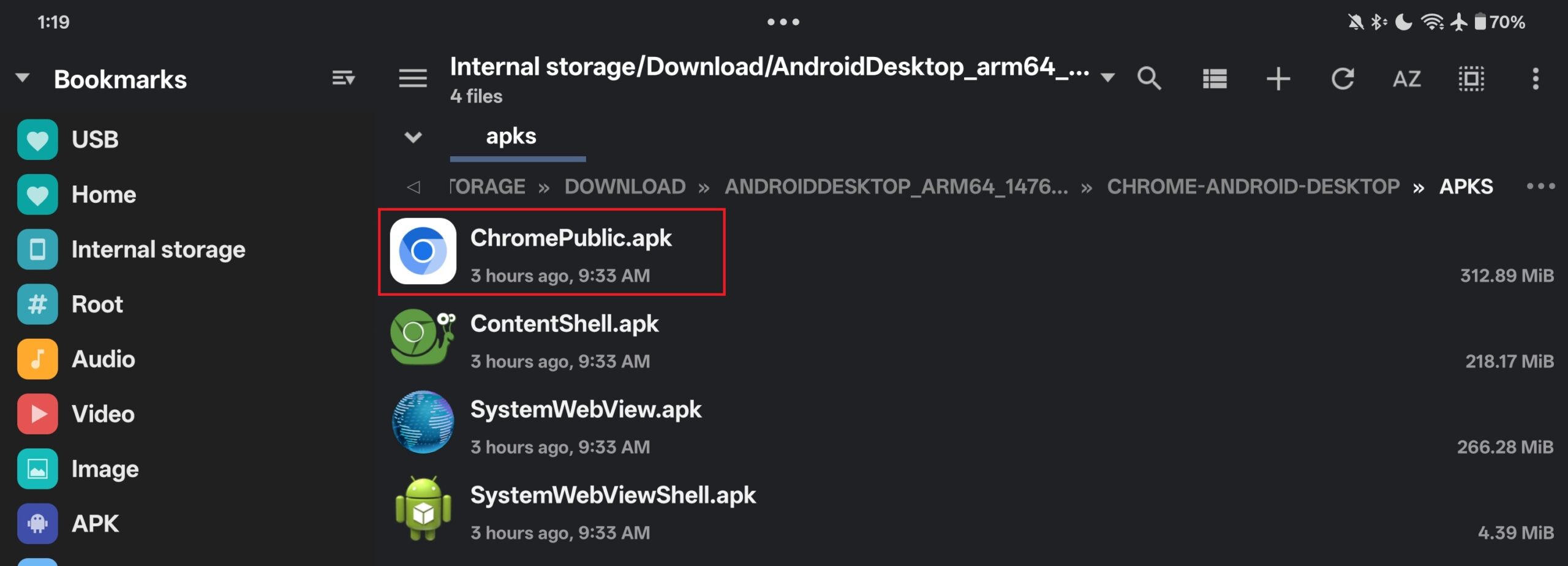 Extrair arquivo zip de cromo Android de mesa Extrair arquivo zip de cromo Android de mesa