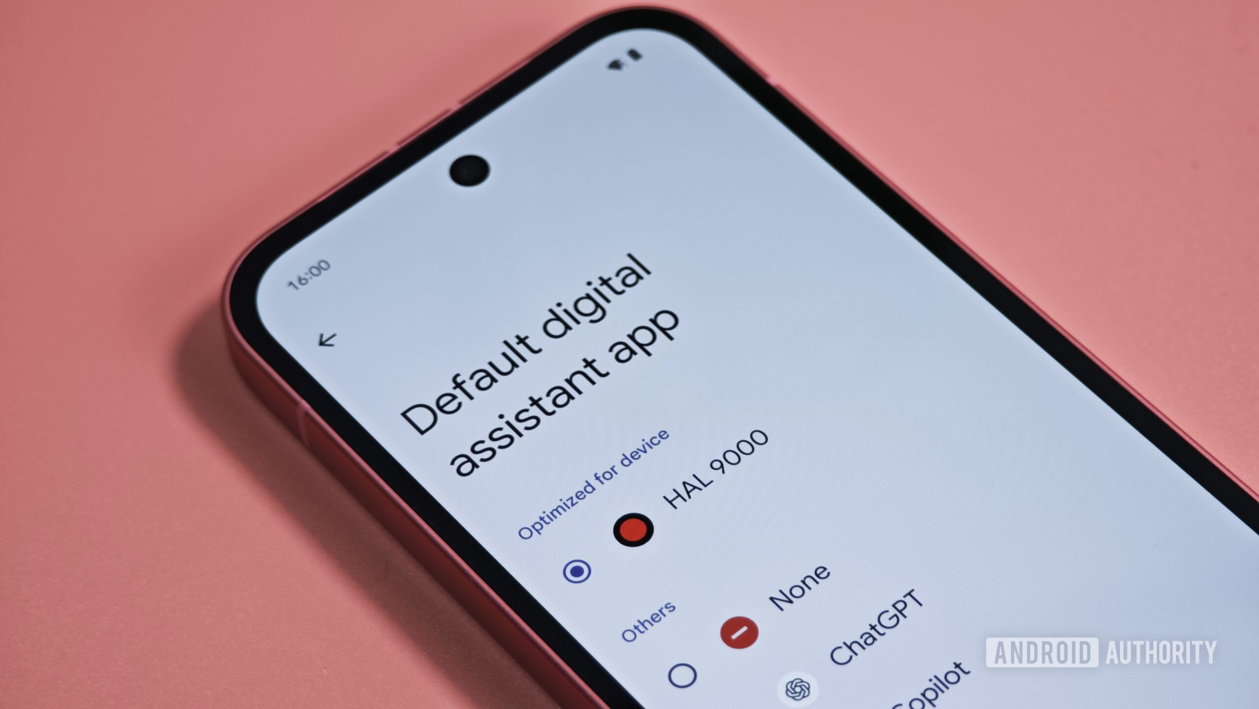 Close Up da página de assistente digital padrão do Android com assistente otimizado