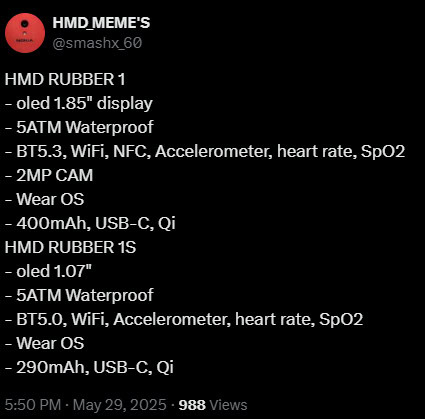 HMD Rubber 1 e Rubber 1s Wear OS Watch Smashx 60 HMD Rubber 1 e Rubber 1s Wear OS Watch Smashx 60