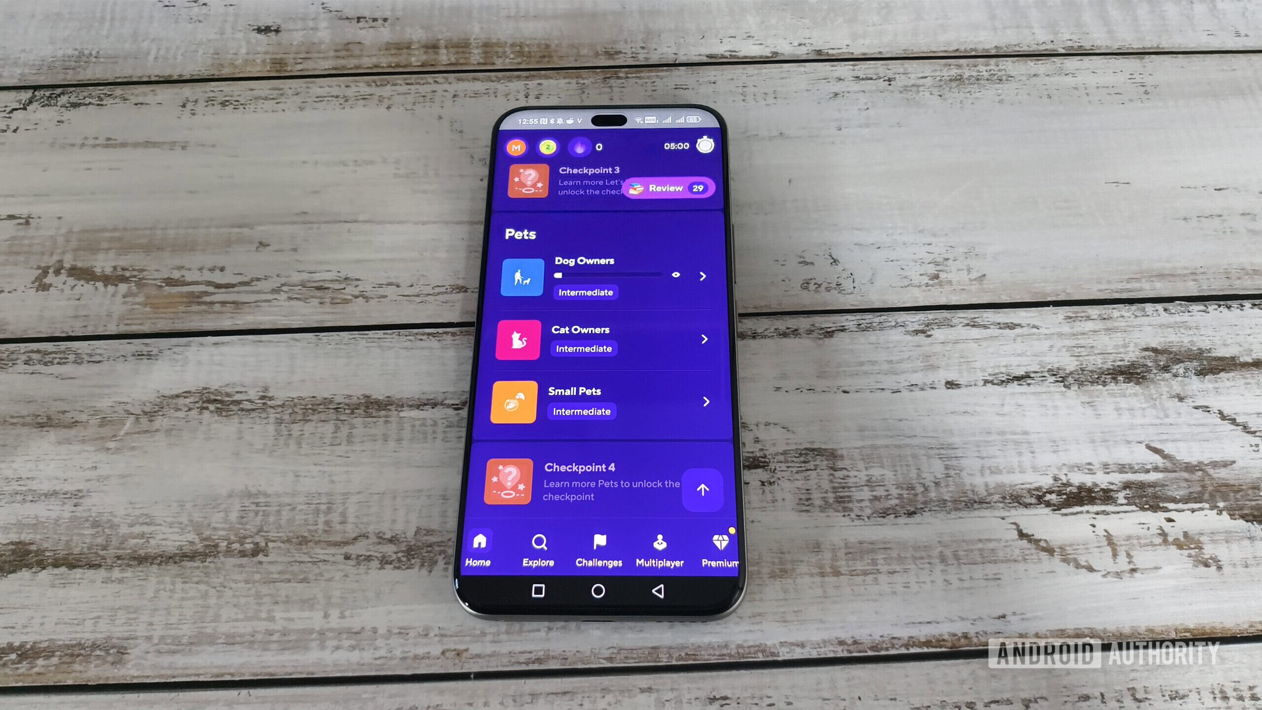 O aplicativo de aprendizado de idiomas Drops em um smartphone