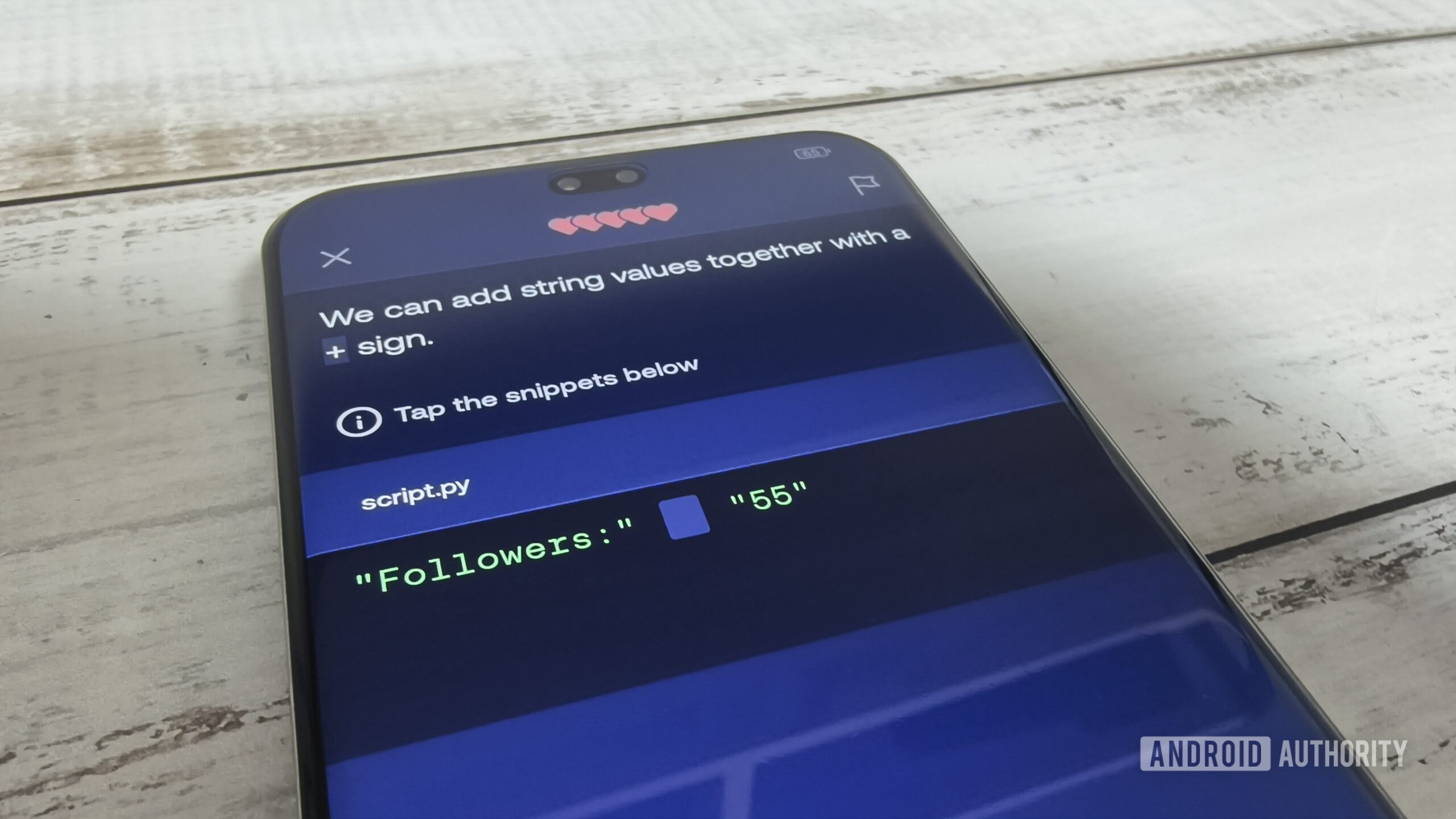 O aplicativo de codificação MIMO em uma tela de smartphone