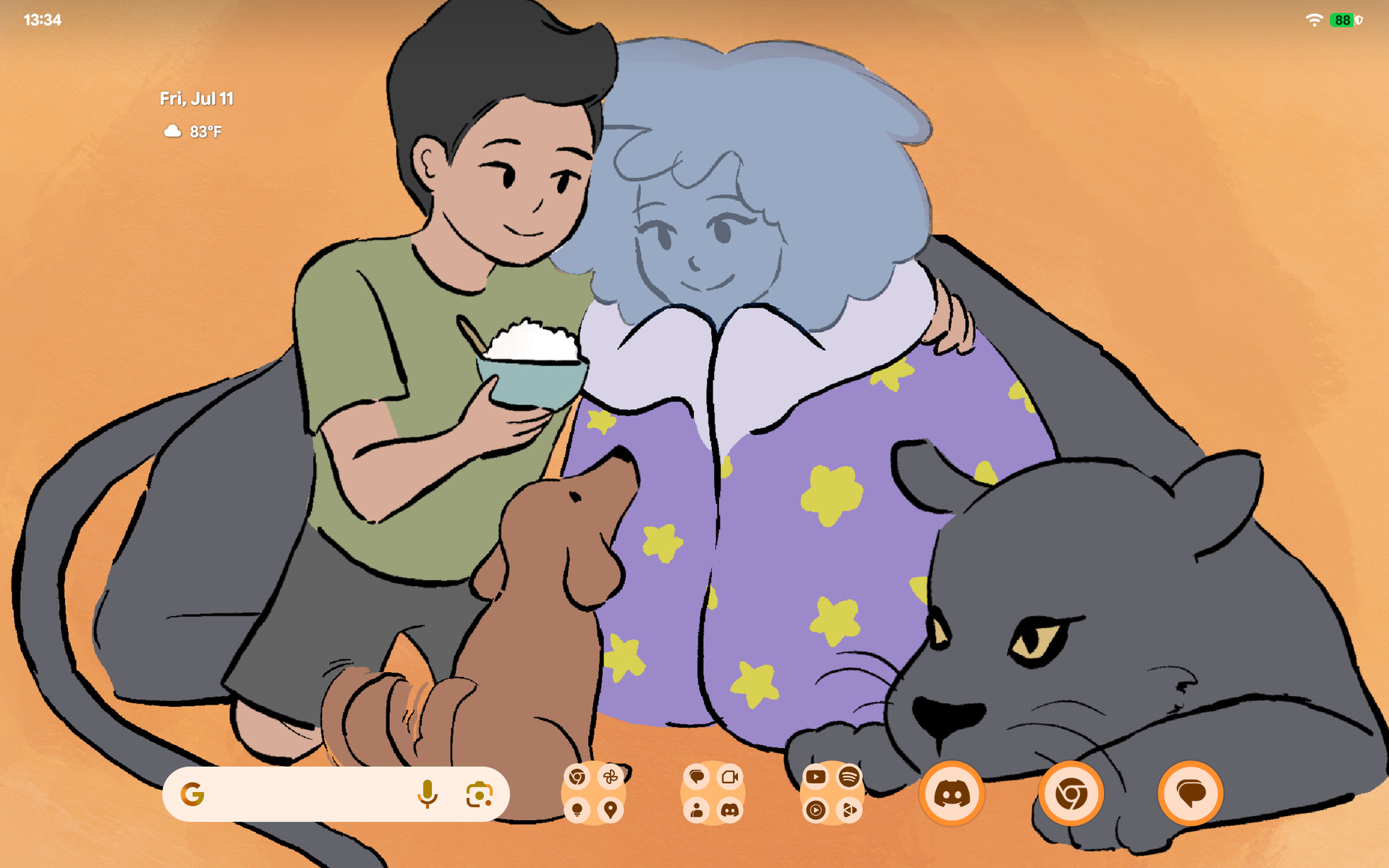 Captura de tela de uma tela inicial de comprimido de pixel