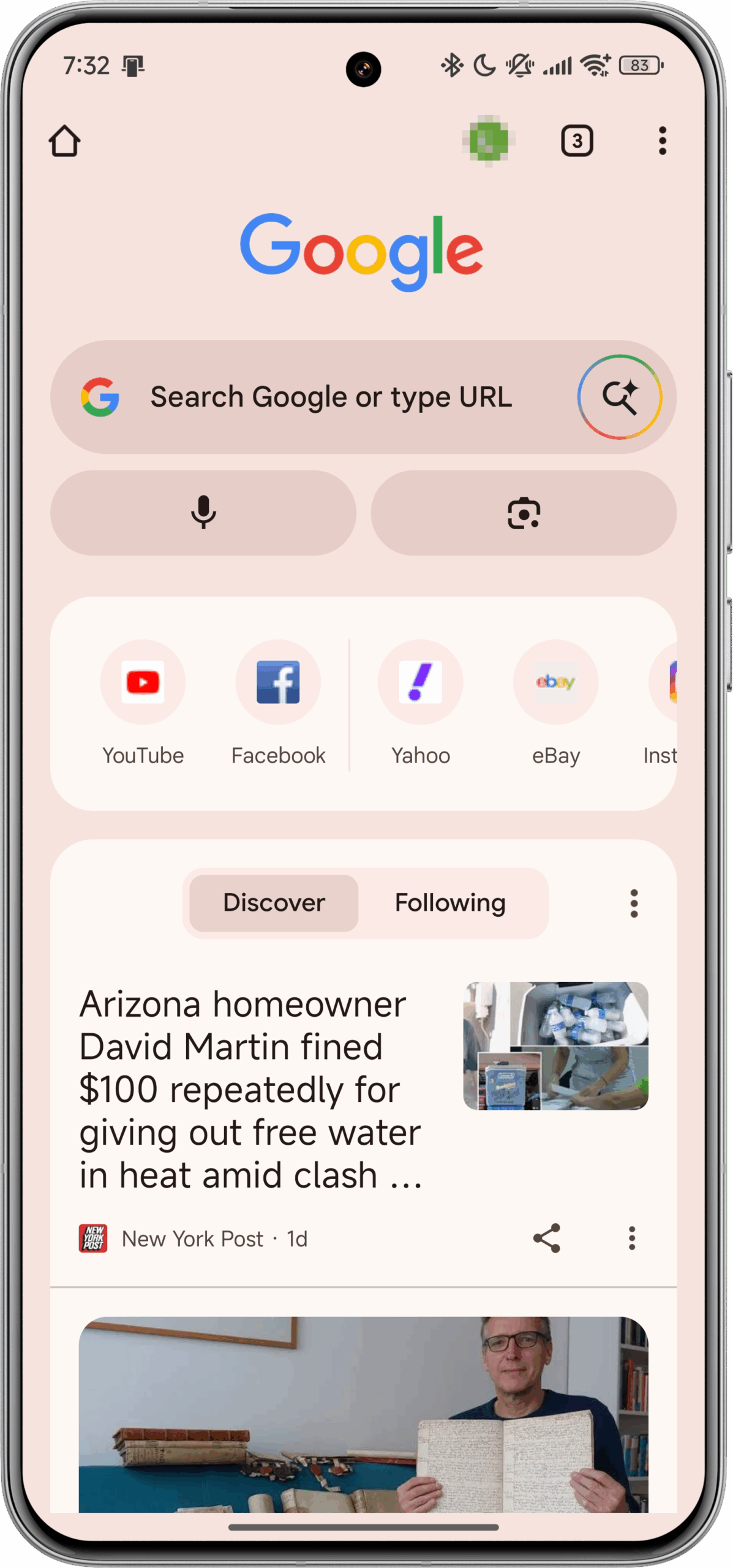 New Tab Page Search Bar Bar in Chrome for Android