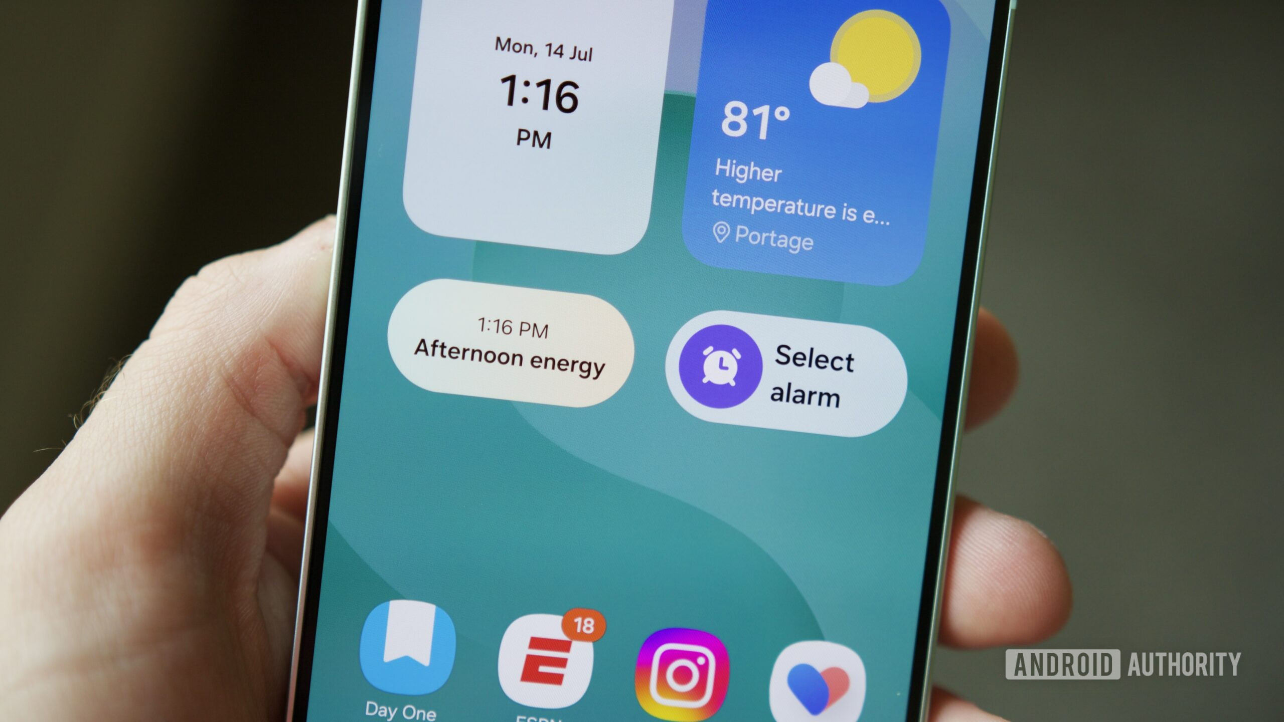 Samsung agora breve widget da tela inicial Agora, breve Widget da tela inicial em um telefone Samsung.