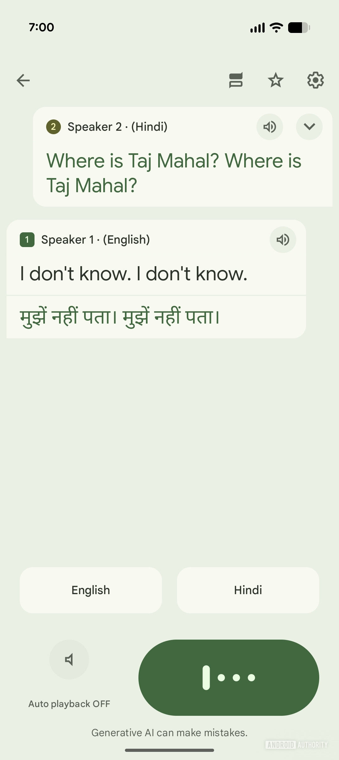 Google Translate Conversação de detecção automática de idiomas, futuros novos