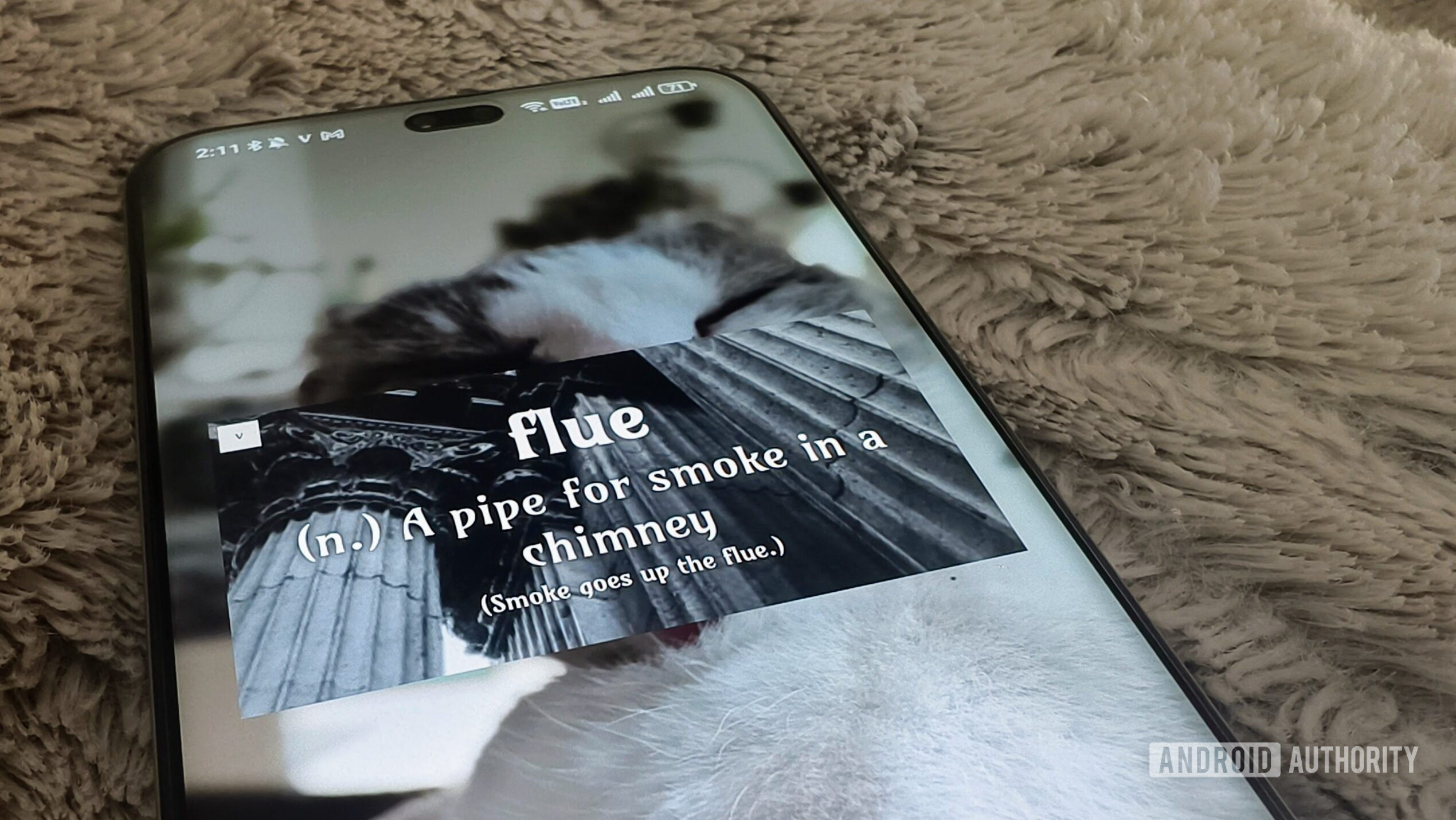 O widget de vocabulário em um telefone Android