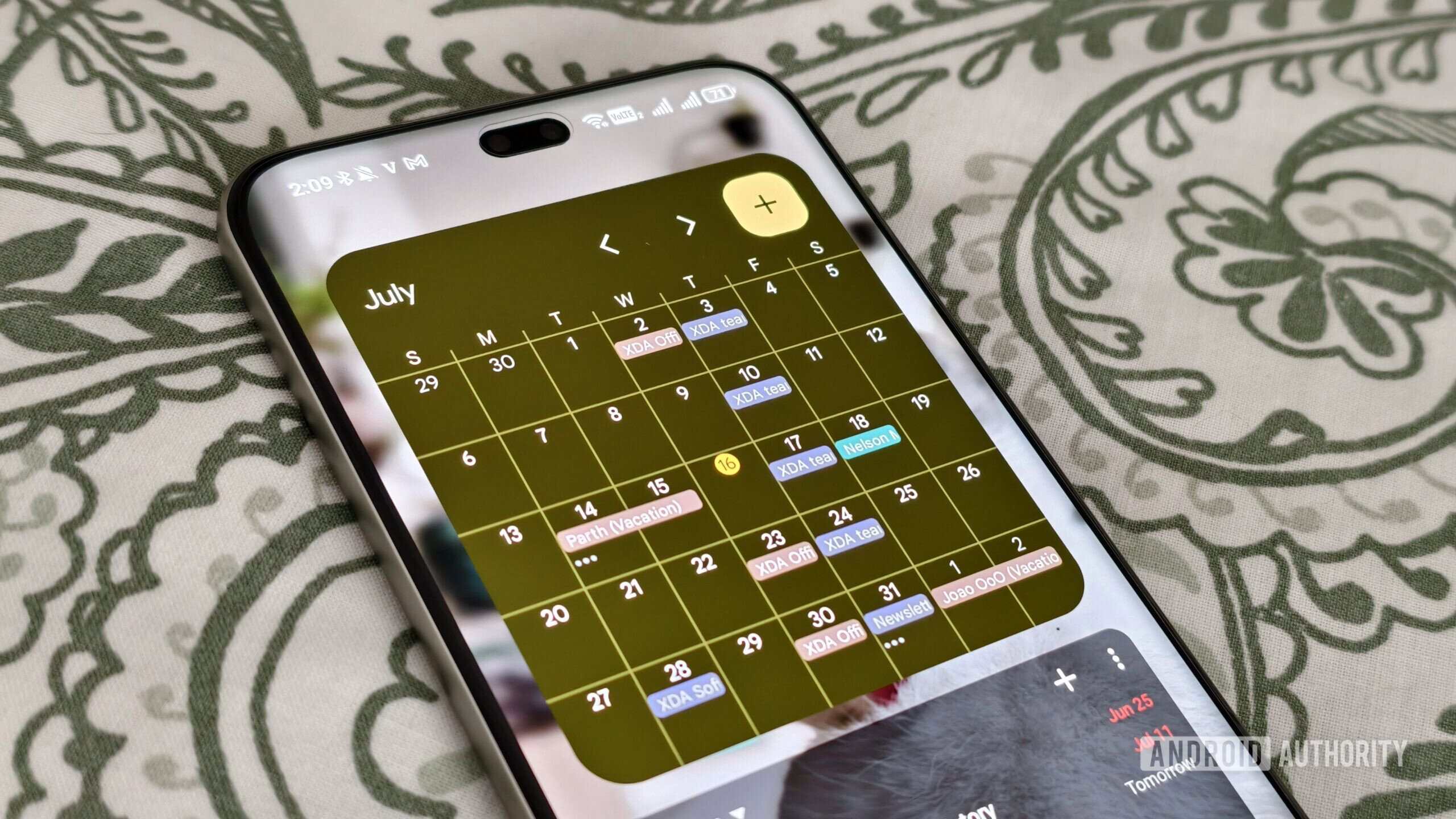 Widget do Google Calendar em um smartphone Widget do Google Calendar em um smartphone