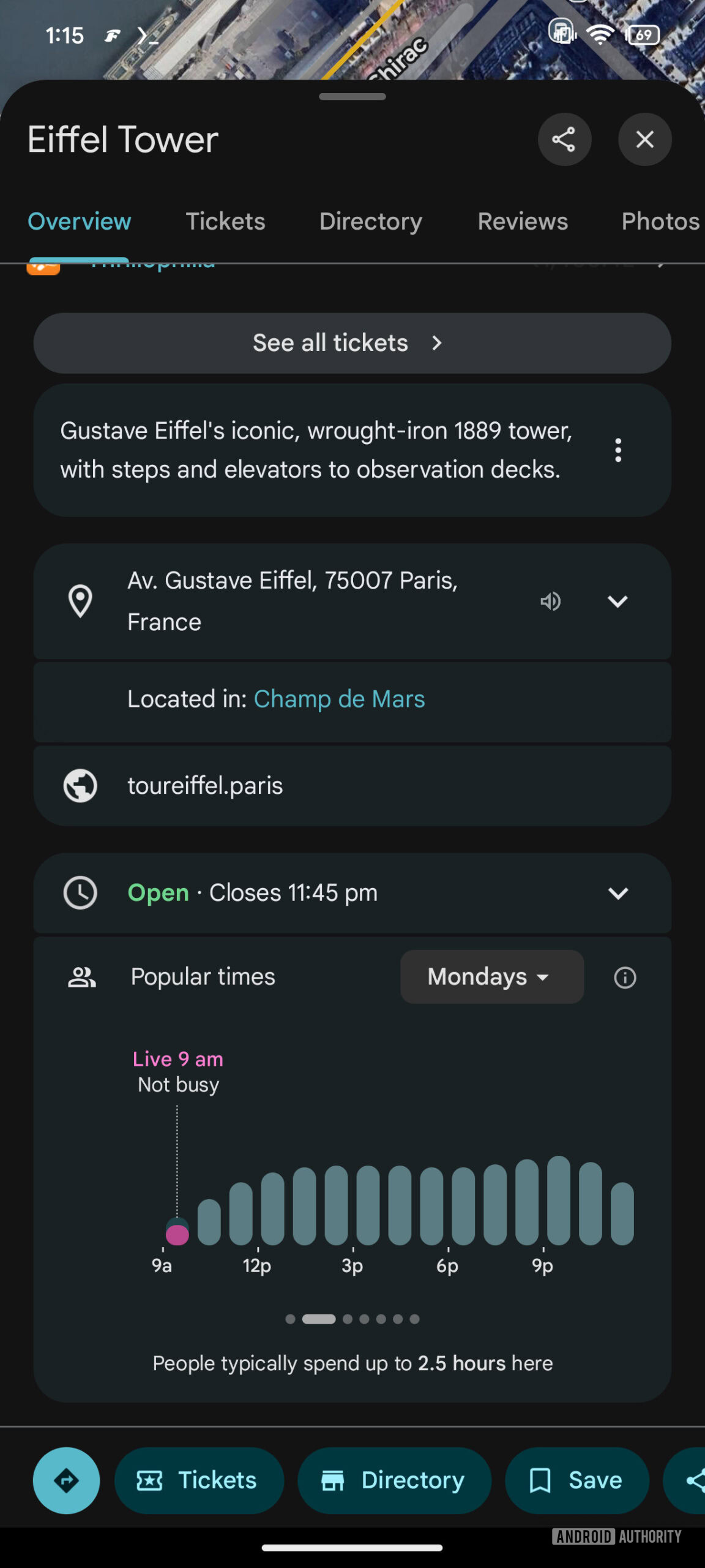 Google mapeia o Popular Times New Ui Dark Mode