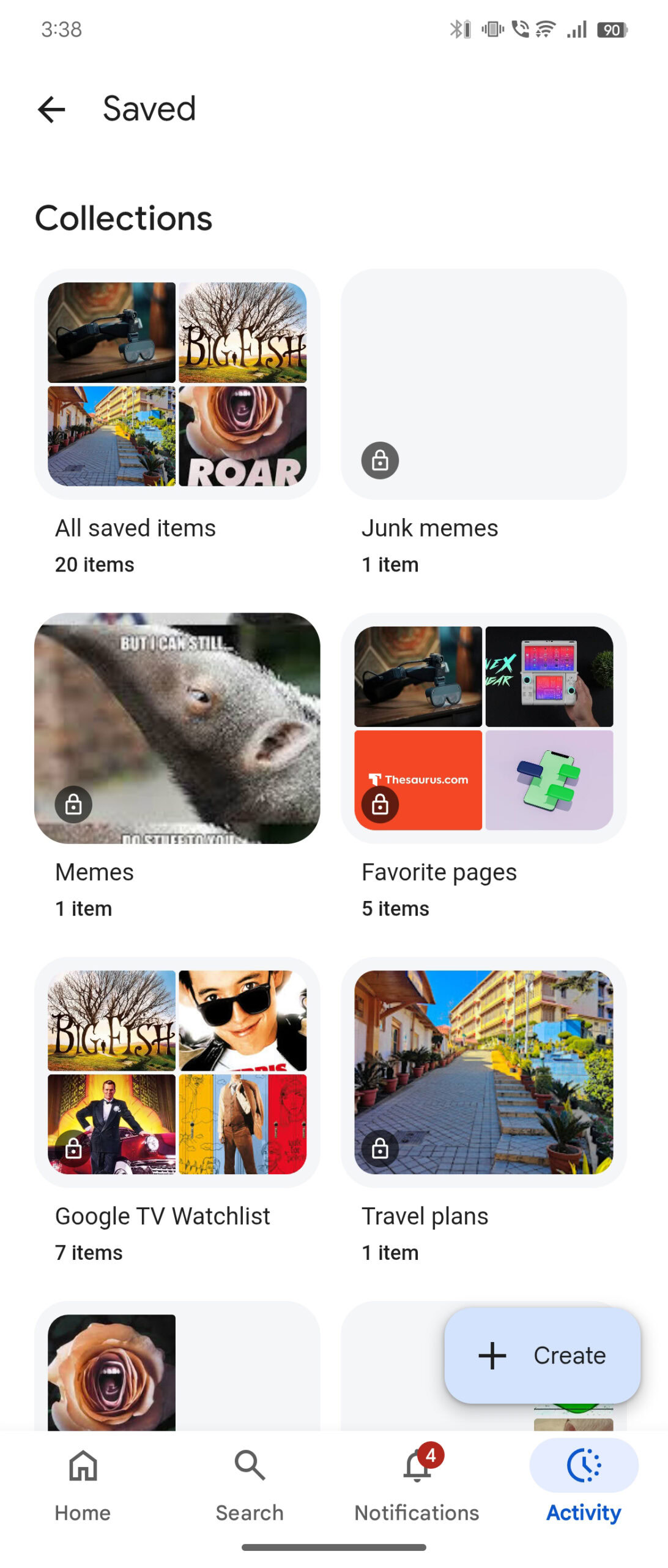 Google App Salva e coleções