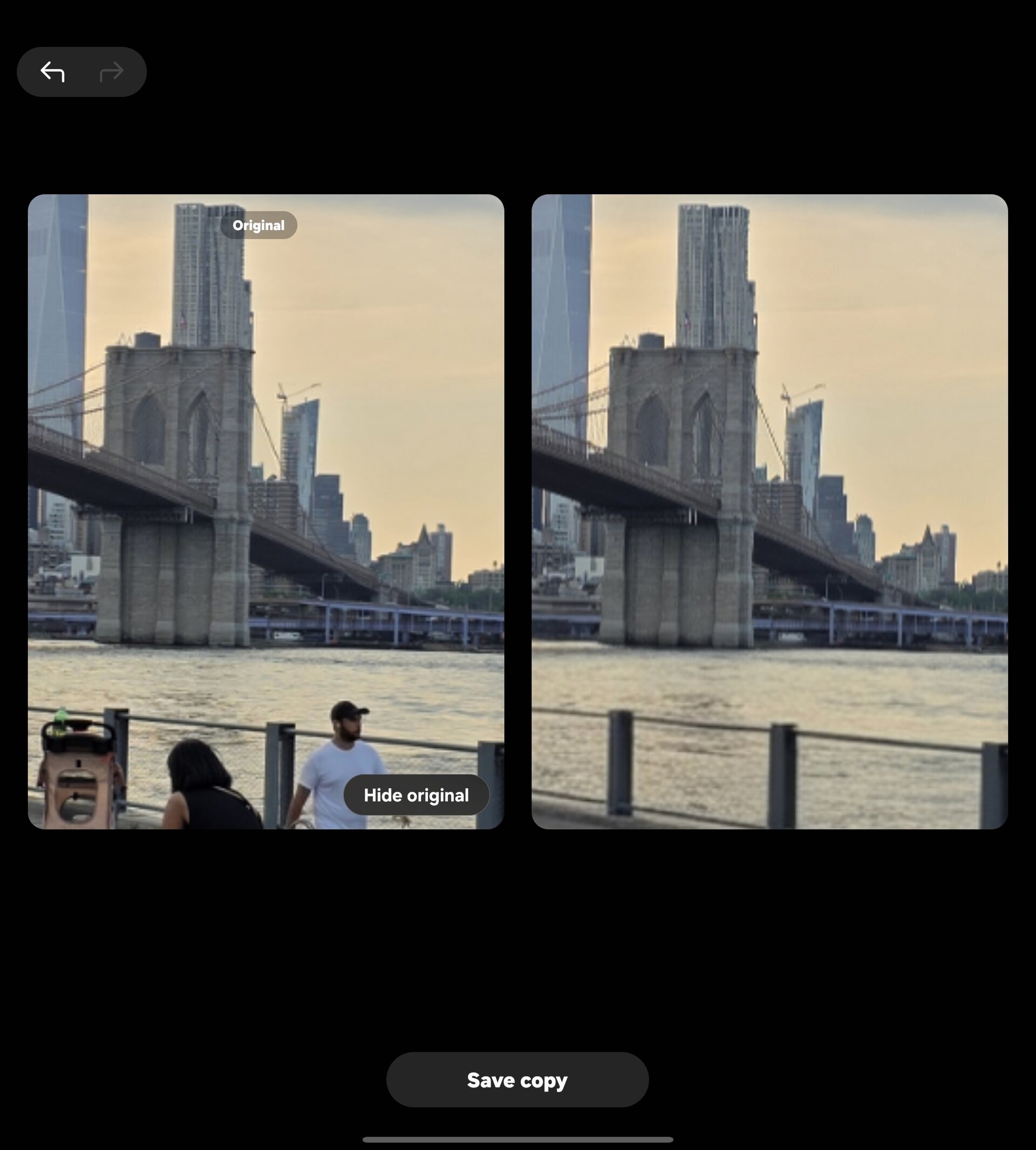 Ampliado em zoom em uma edição lado a lado em uma interface do usuário 8 na Galaxy Z Fold 7