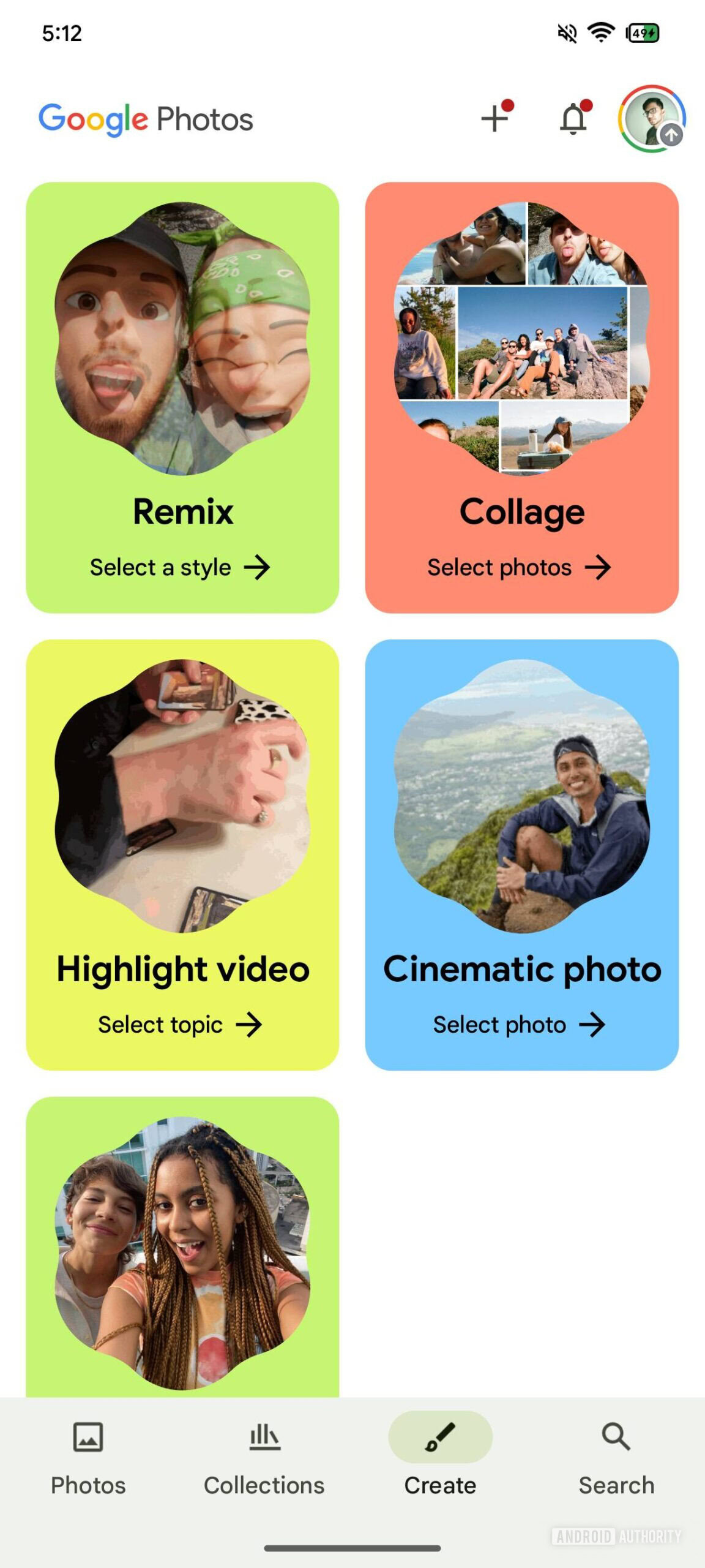 Photos do Google Crie Tab Tab Spotted UI