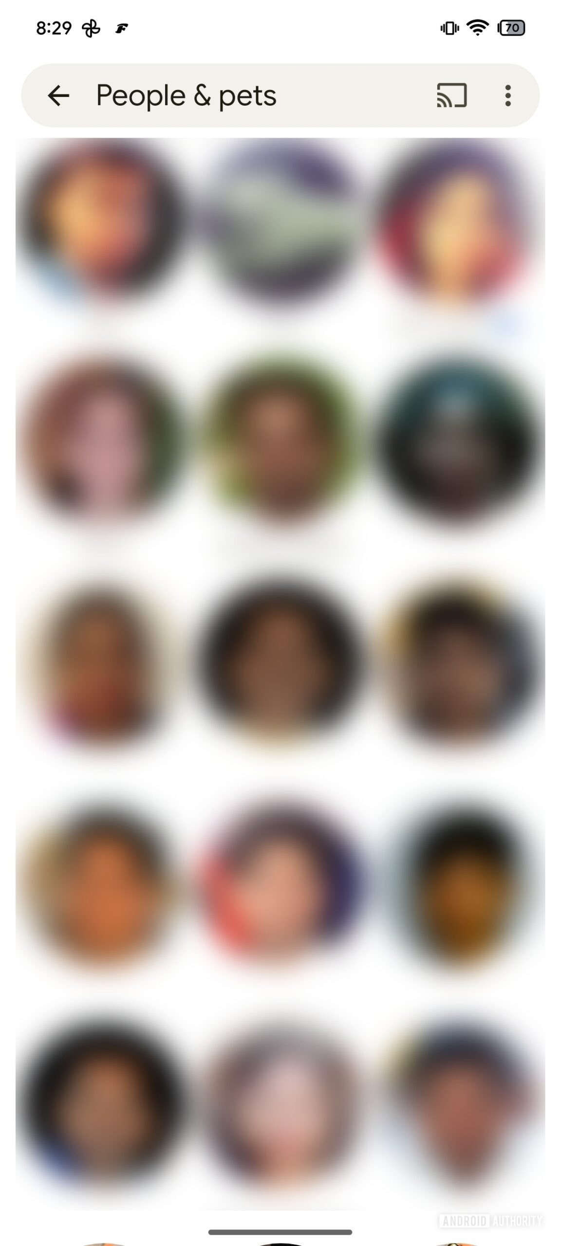 Google Photos Próximo UI de pesquisa com o atalho de pessoas e animais de estimação