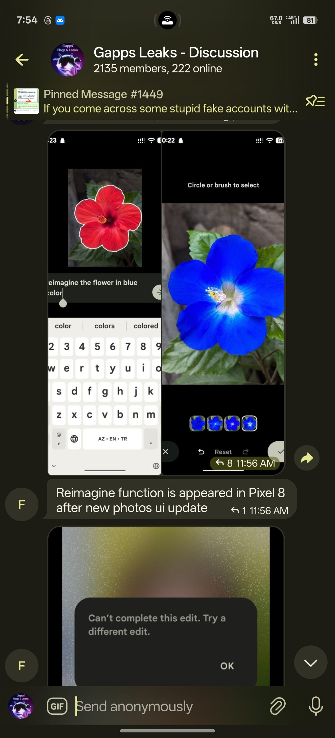 Google Photos Reimagine Feature Pixel 8 Telegram