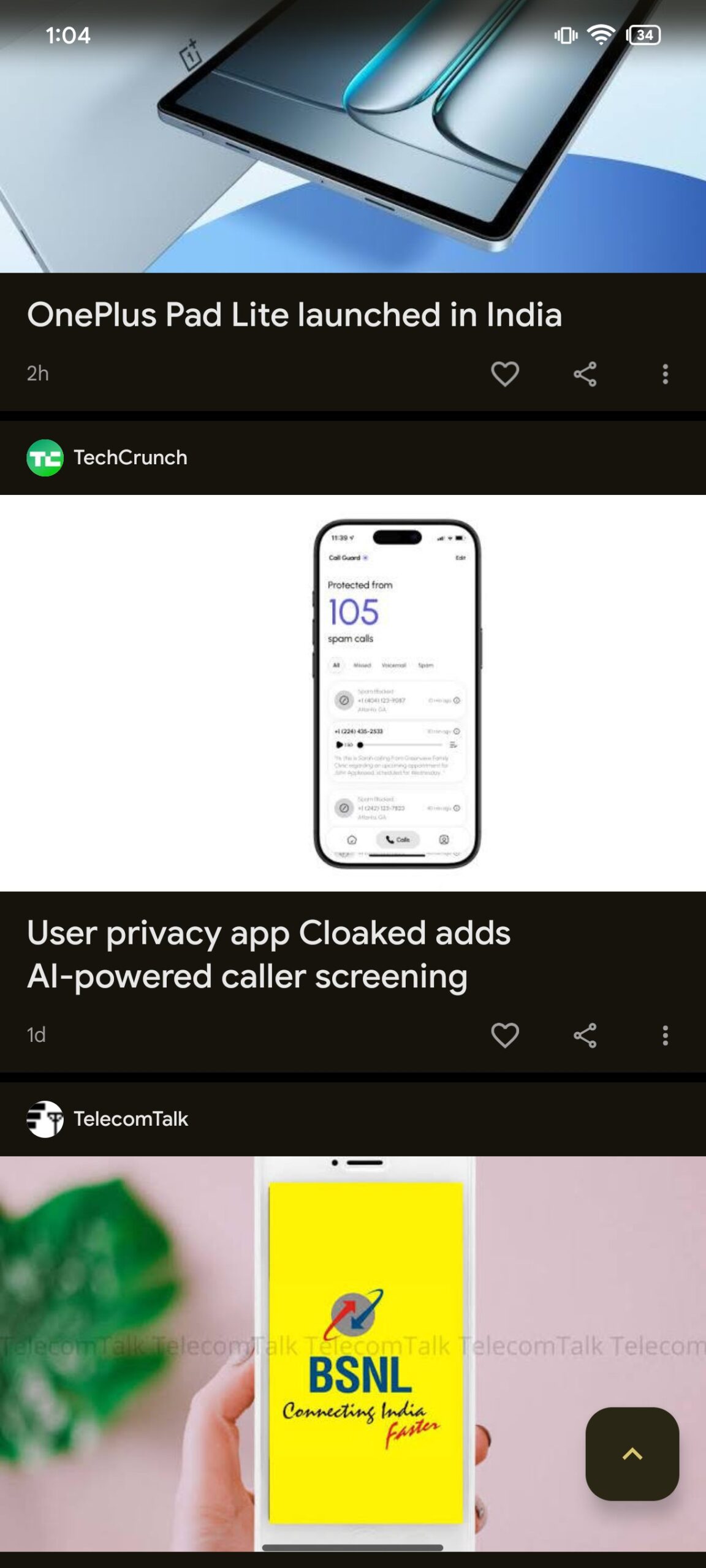 Salte para o botão superior Google Discover Feed Screenshot 2