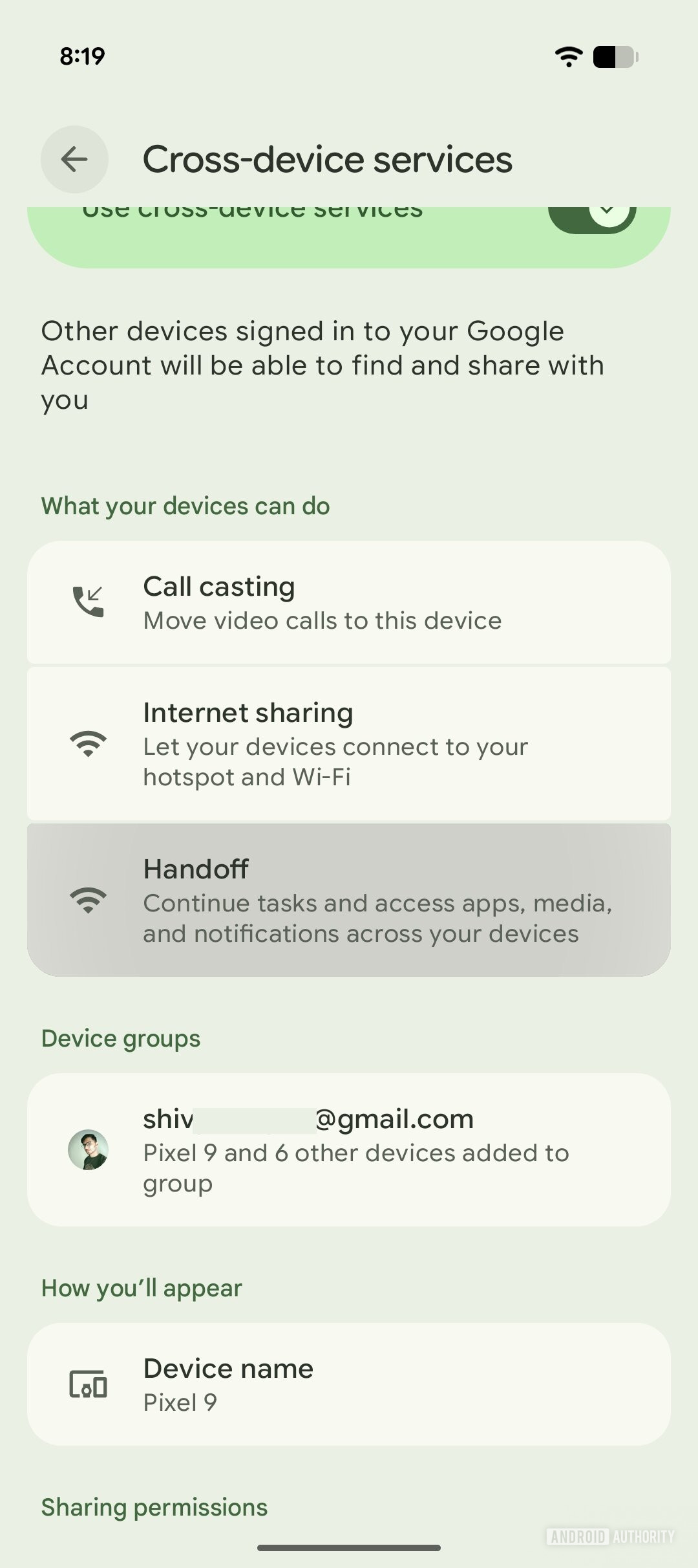 Recurso de transferência do Google Play Services em serviços de dispositivos cruzados (2)