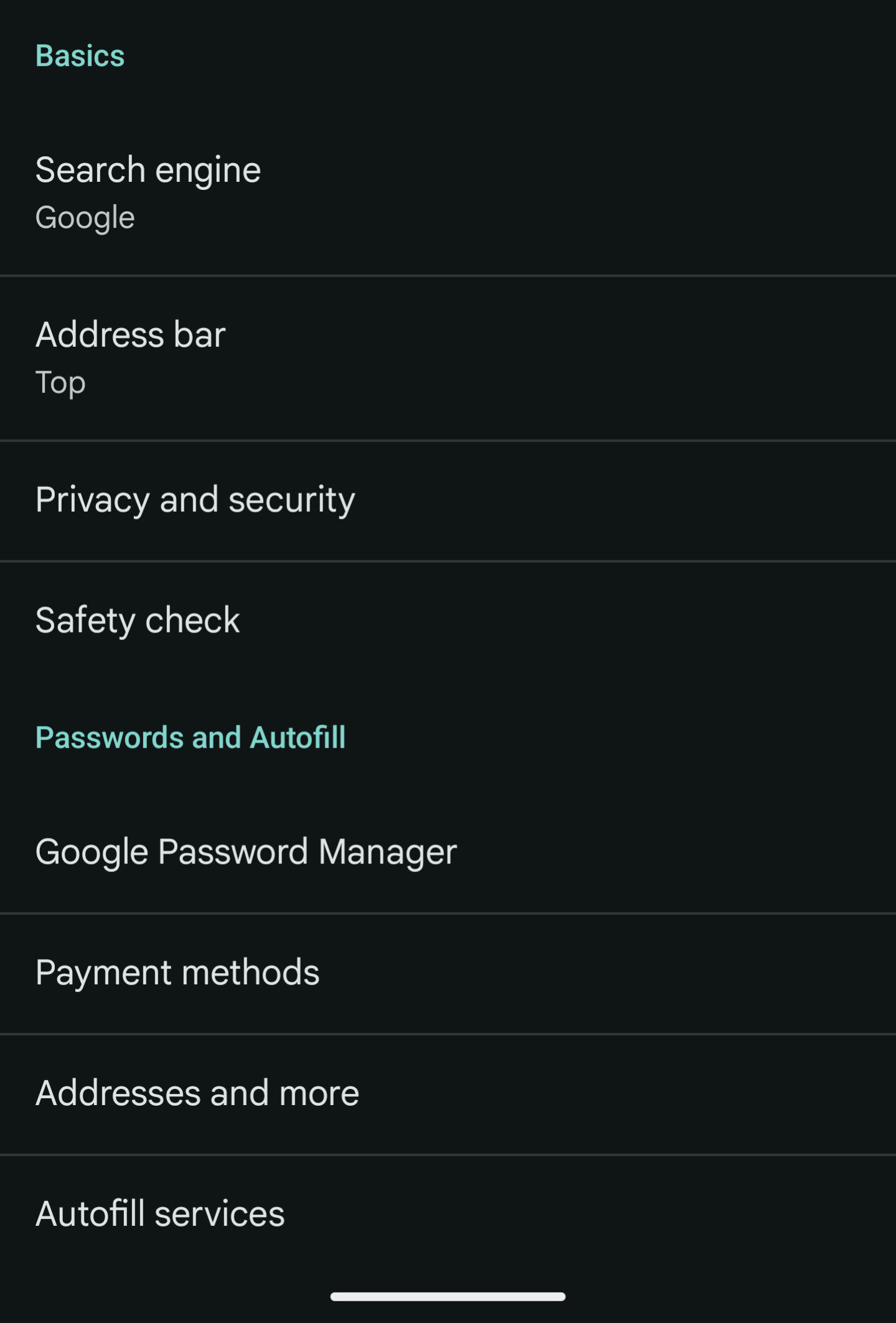 Chrome para a barra inferior do Android 3