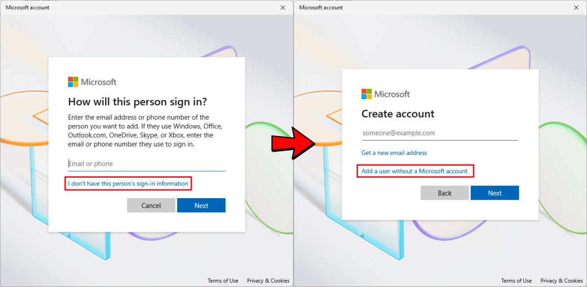 Conta offline da Microsoft