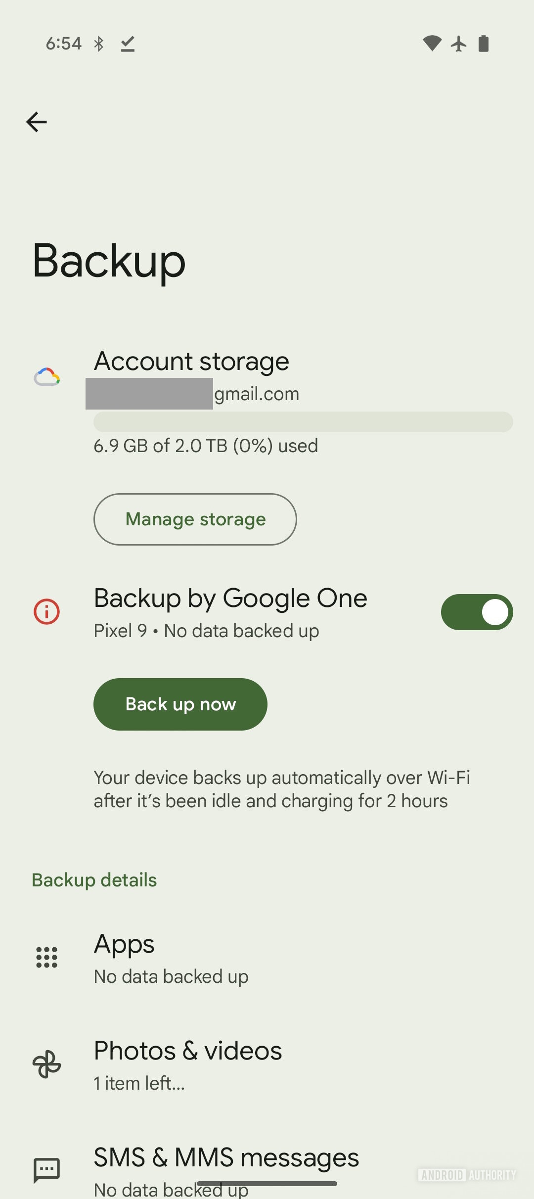 Página de backup atual do Google Play Services (2)