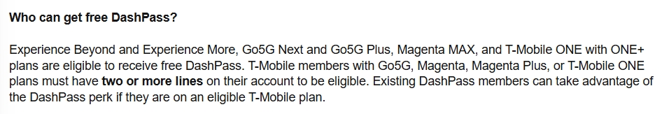 T Mobile Dashpass Planos elegíveis para perguntas frequentes