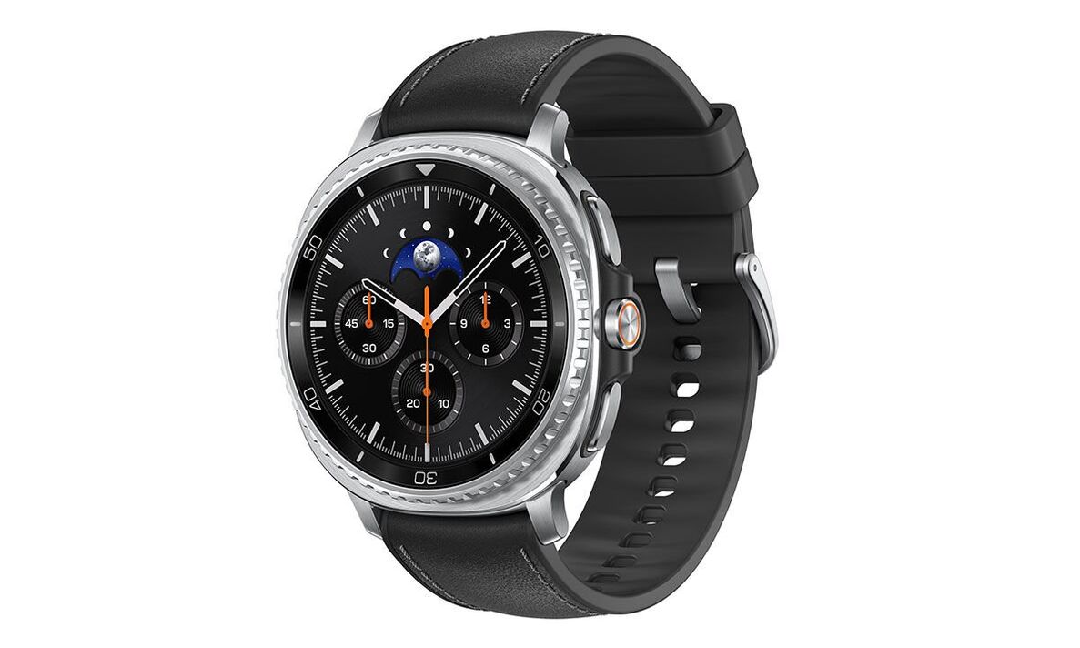 Um clássico preto da Samsung Galaxy Watch 8. Um clássico preto da Samsung Galaxy Watch 8.