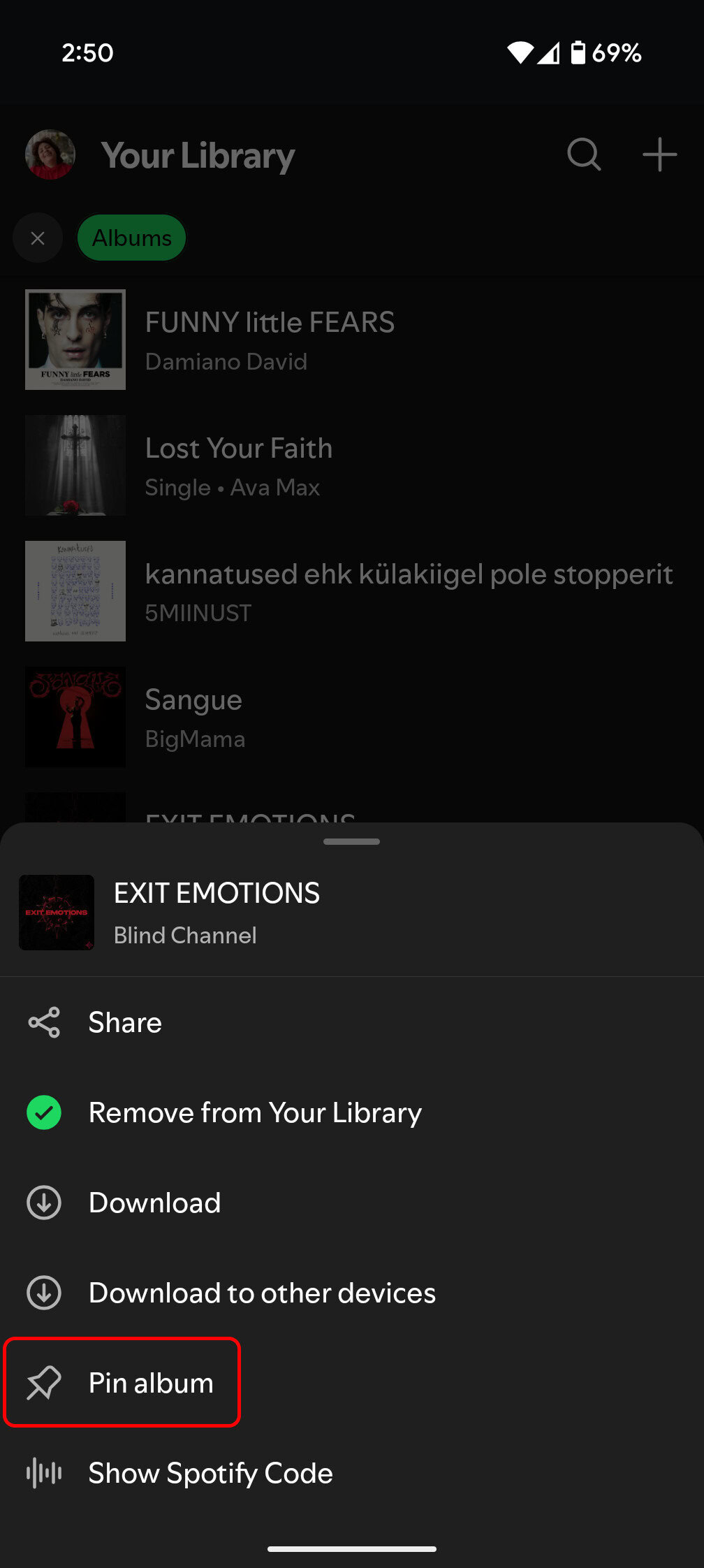 Spotify Pin Álbum