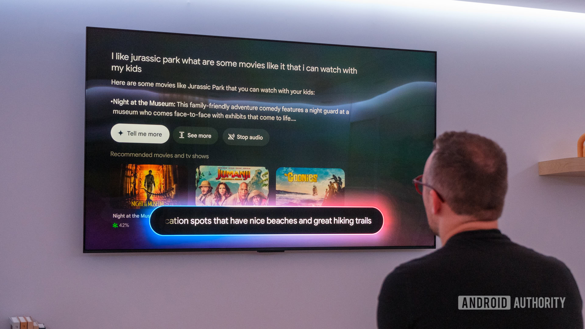Interface de perguntas do Google TV com Gemini