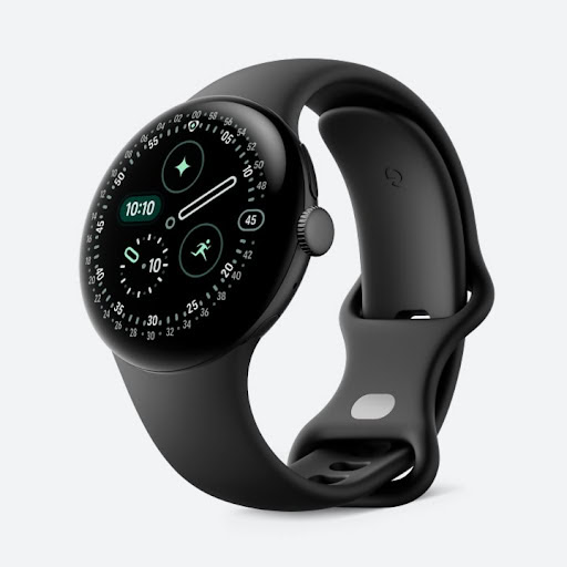 Pixel Watch 4 41mm com estojo de alumínio preto fosco e obsidiana banda ativa