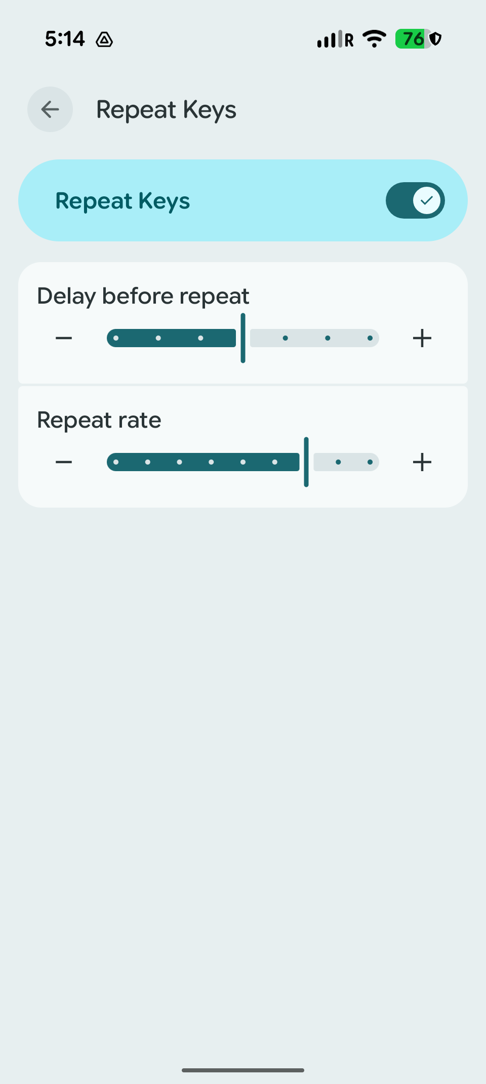 Android ScreenShot Físico Configurações de teclado Repita as teclas