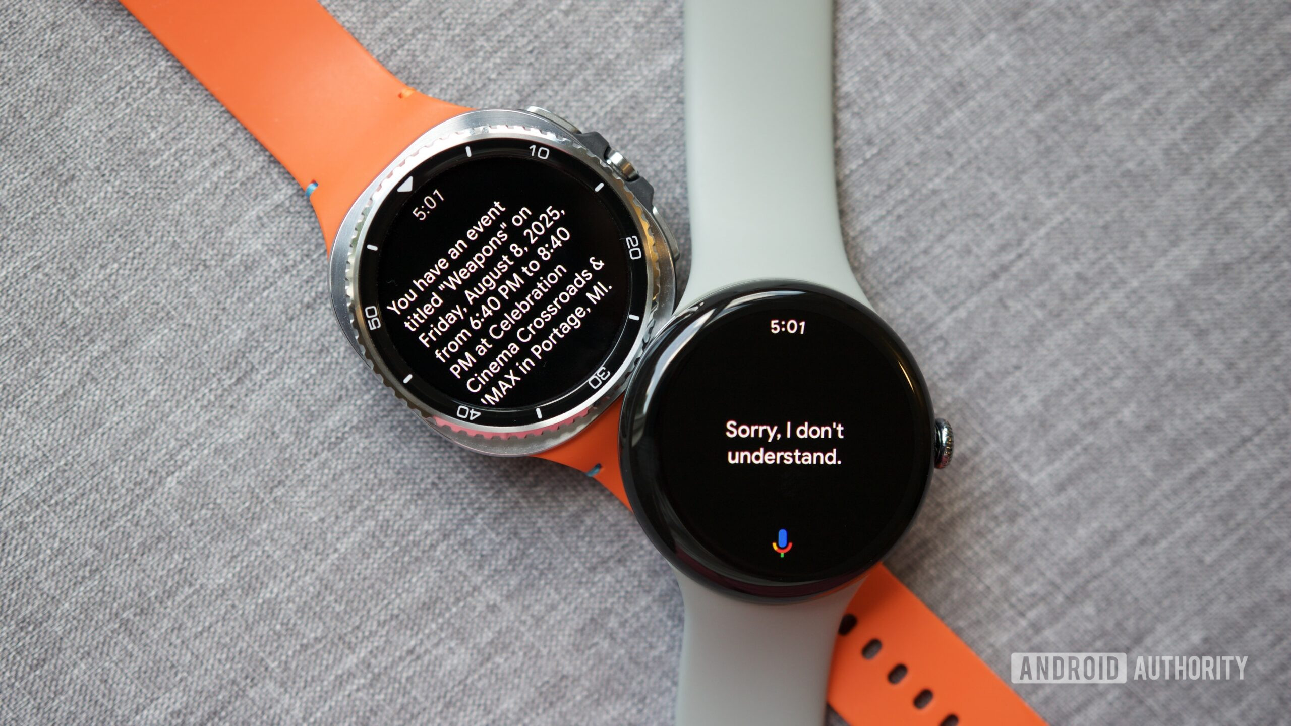 Use OS Gemini vs Google Assistant 4 Galaxy Watch 8 Classic Running Gemini, ao lado de um Pixel Watch 3 executando o Google Assistant.