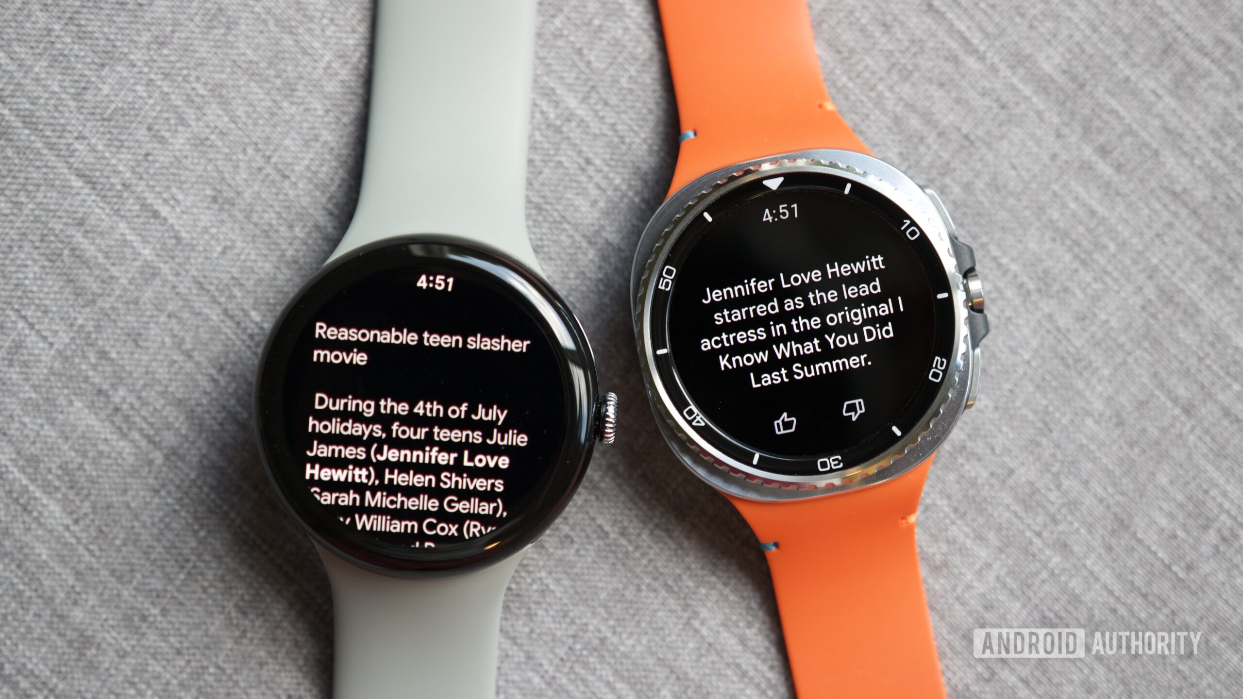 Use OS Gemini vs Google Assistant 3 Galaxy Watch 8 Classic Running Gemini, ao lado de um Pixel Watch 3 executando o Google Assistant.