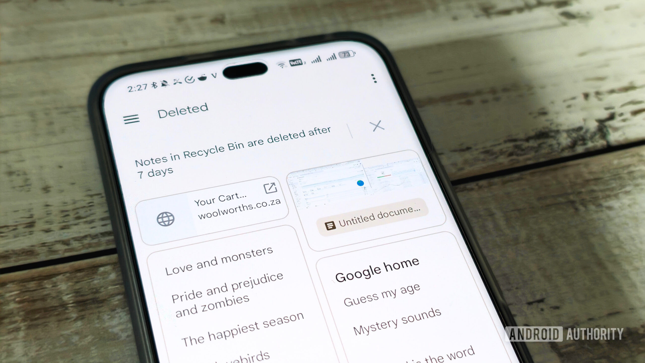 Notas excluídas no Google Keep Notas excluídas no Google Keep