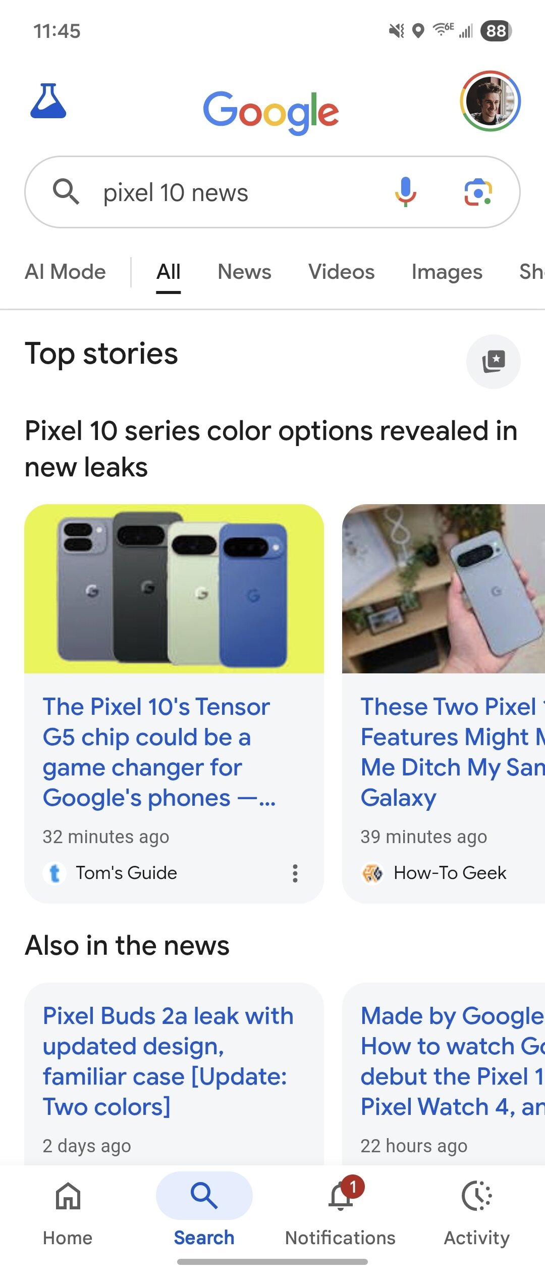 Captura de tela de fontes preferidas na pesquisa do Google.
