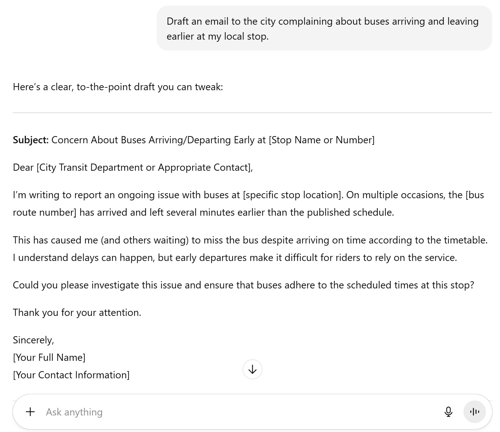 GPT 5 e -mail de rascunho