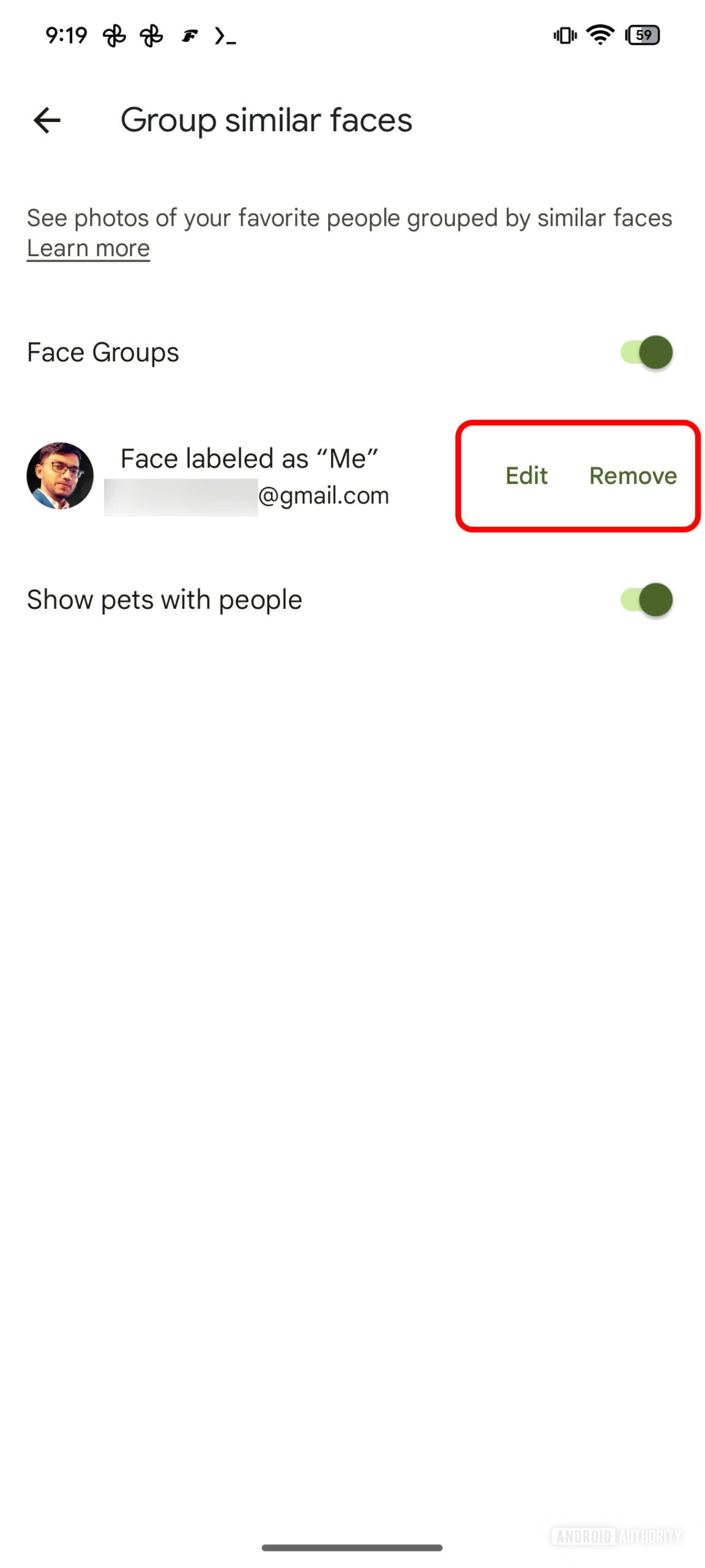 Google Fotos Group Faces semelhantes Remova novas opções de edição