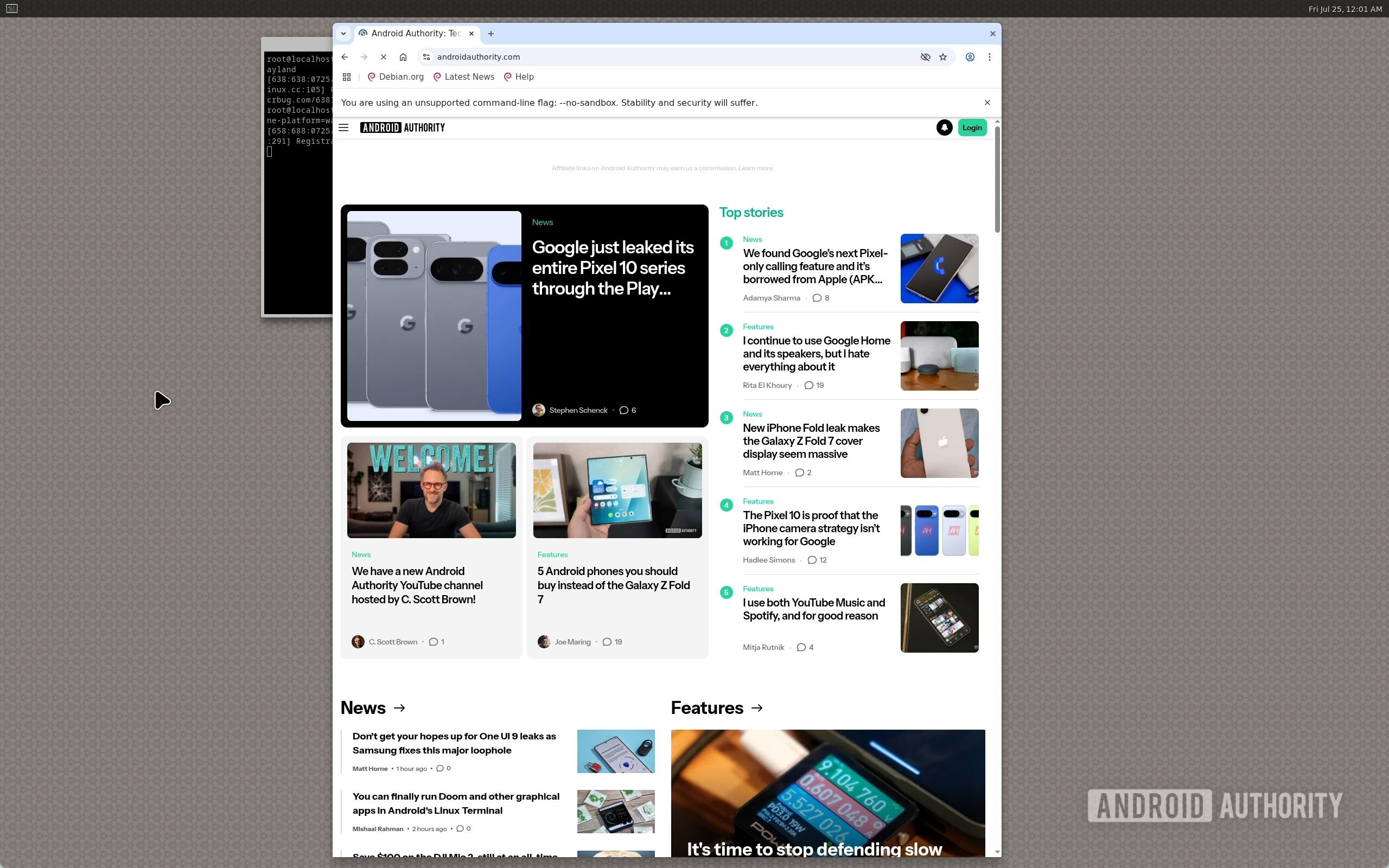 Autoridade Android no Desktop Chromium no Android em uma VM Linux