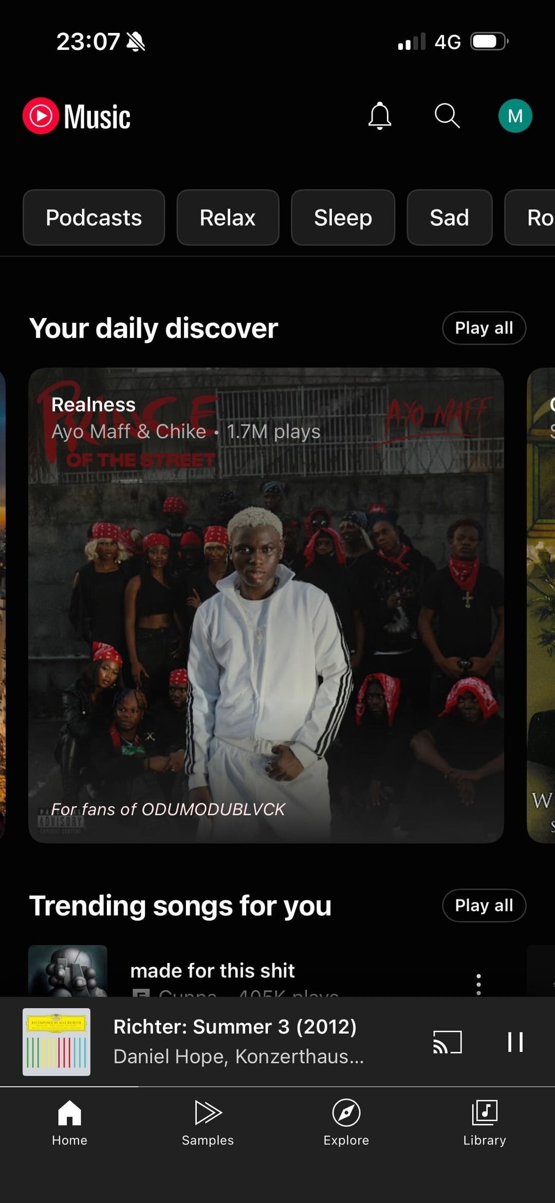 Música do YouTube Diário Discover faixa