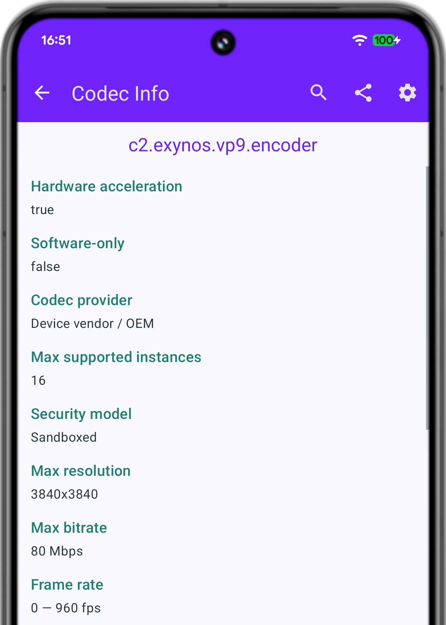 Encoder de hardware do Google VP9 no Pixel 8 Pro